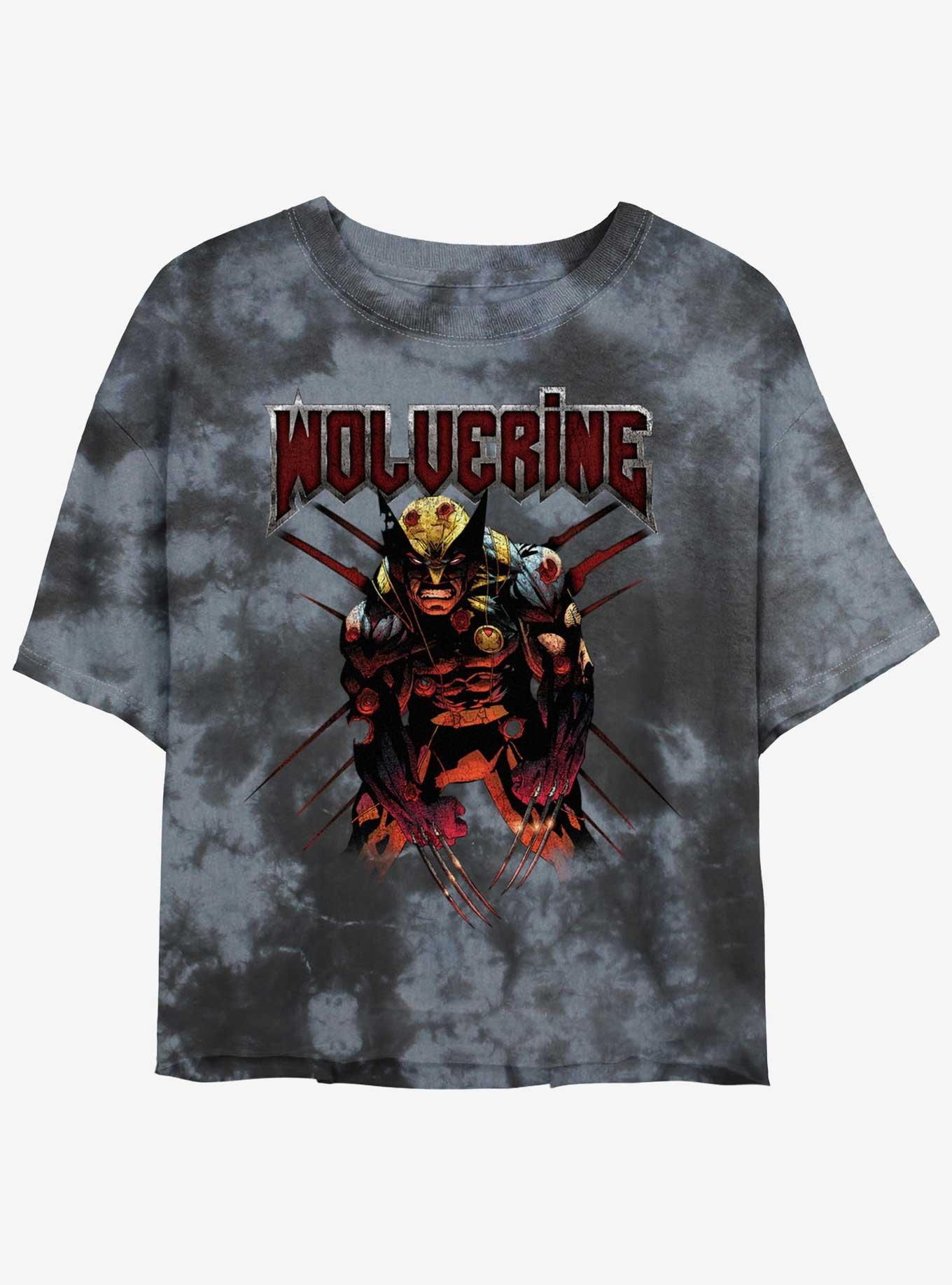 Wolverine Still Standing Womens Tie-Dye Crop T-Shirt, BLKCHAR, hi-res