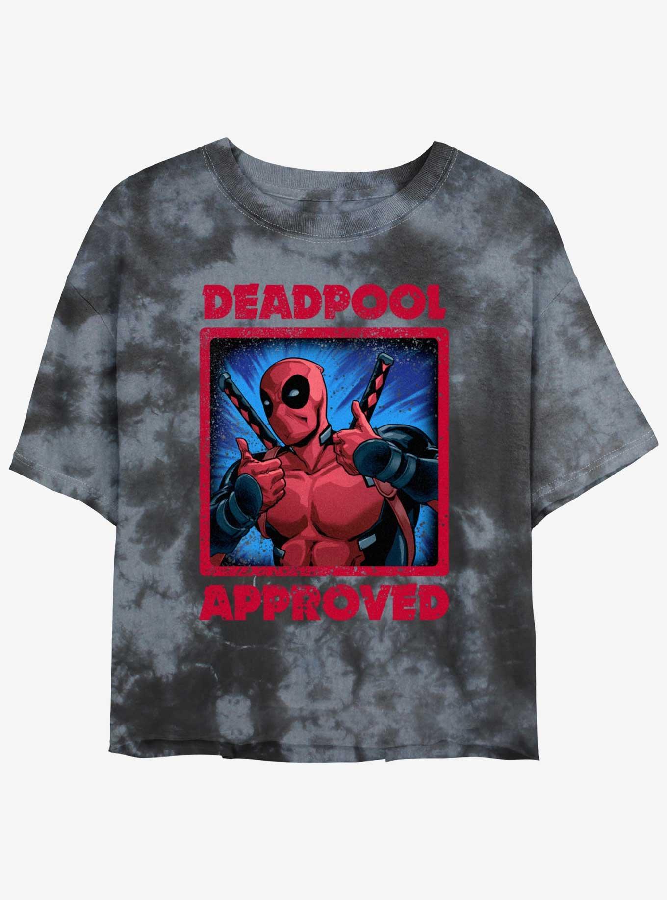 Marvel Deadpool Approved Womens Tie-Dye Crop T-Shirt, BLKCHAR, hi-res