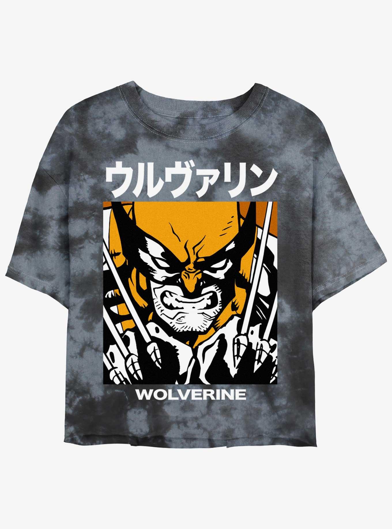 Wolverine Kanji Rage Womens Tie-Dye Crop T-Shirt, BLKCHAR, hi-res