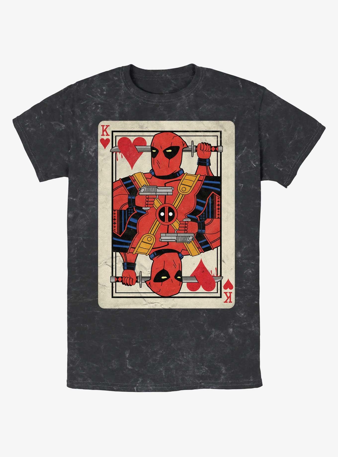 Marvel Deadpool King Of Hearts Card Mineral Wash T-Shirt, , hi-res