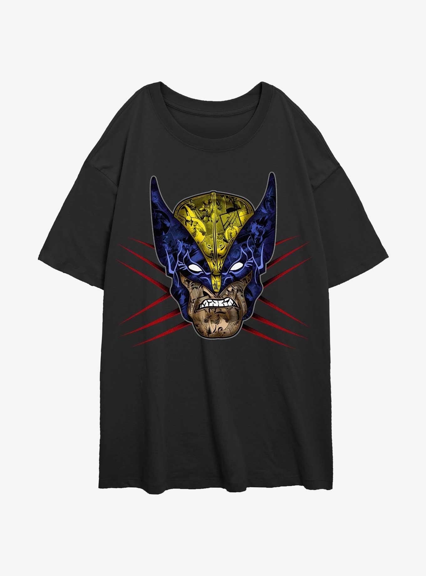 Wolverine Rage Face Womens Oversized T-Shirt, BLACK, hi-res