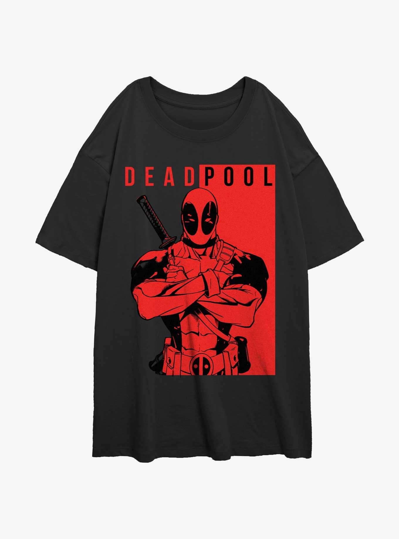 Marvel Deadpool Police Womens Oversized T-Shirt, BLACK, hi-res