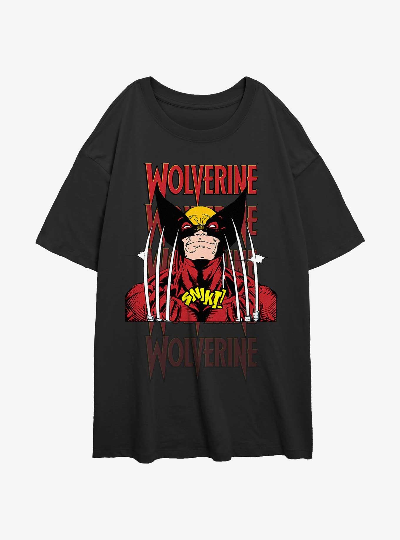 Wolverine Shiny Claws Womens Oversized T-Shirt, BLACK, hi-res