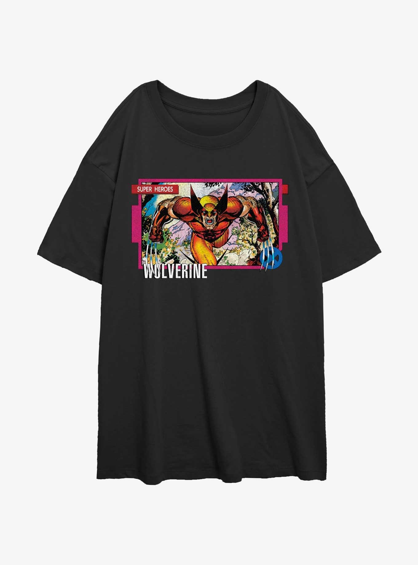 Wolverine Super Hero Womens Oversized T-Shirt, BLACK, hi-res