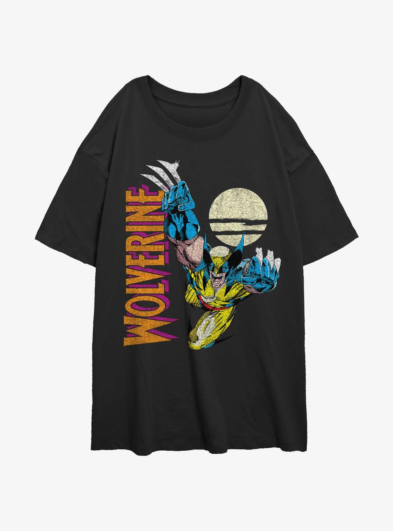 Wolverine Pounce At Night Womens Oversized T-Shirt, BLACK, hi-res