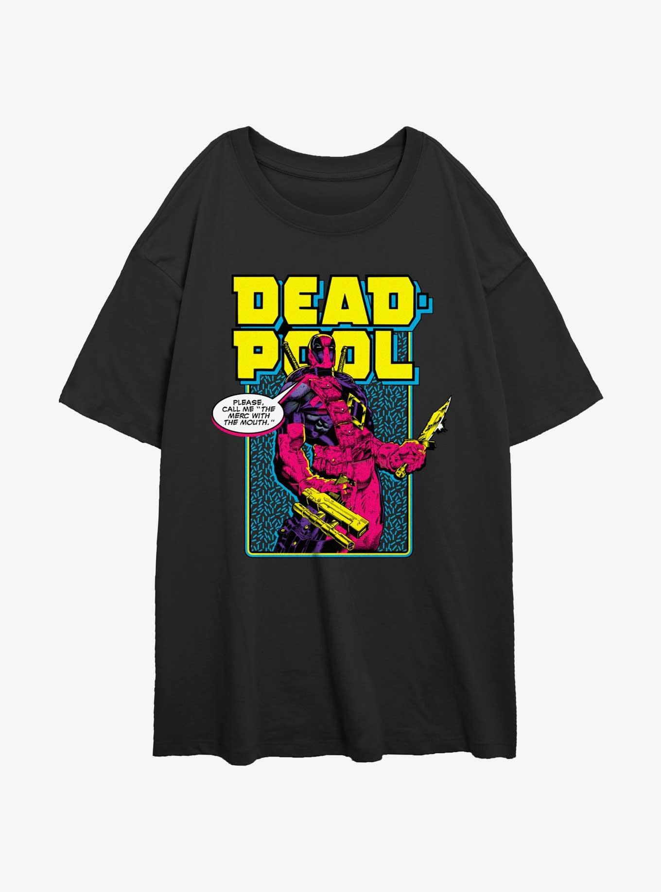 Marvel Deadpool Name Change Womens Oversized T-Shirt, BLACK, hi-res