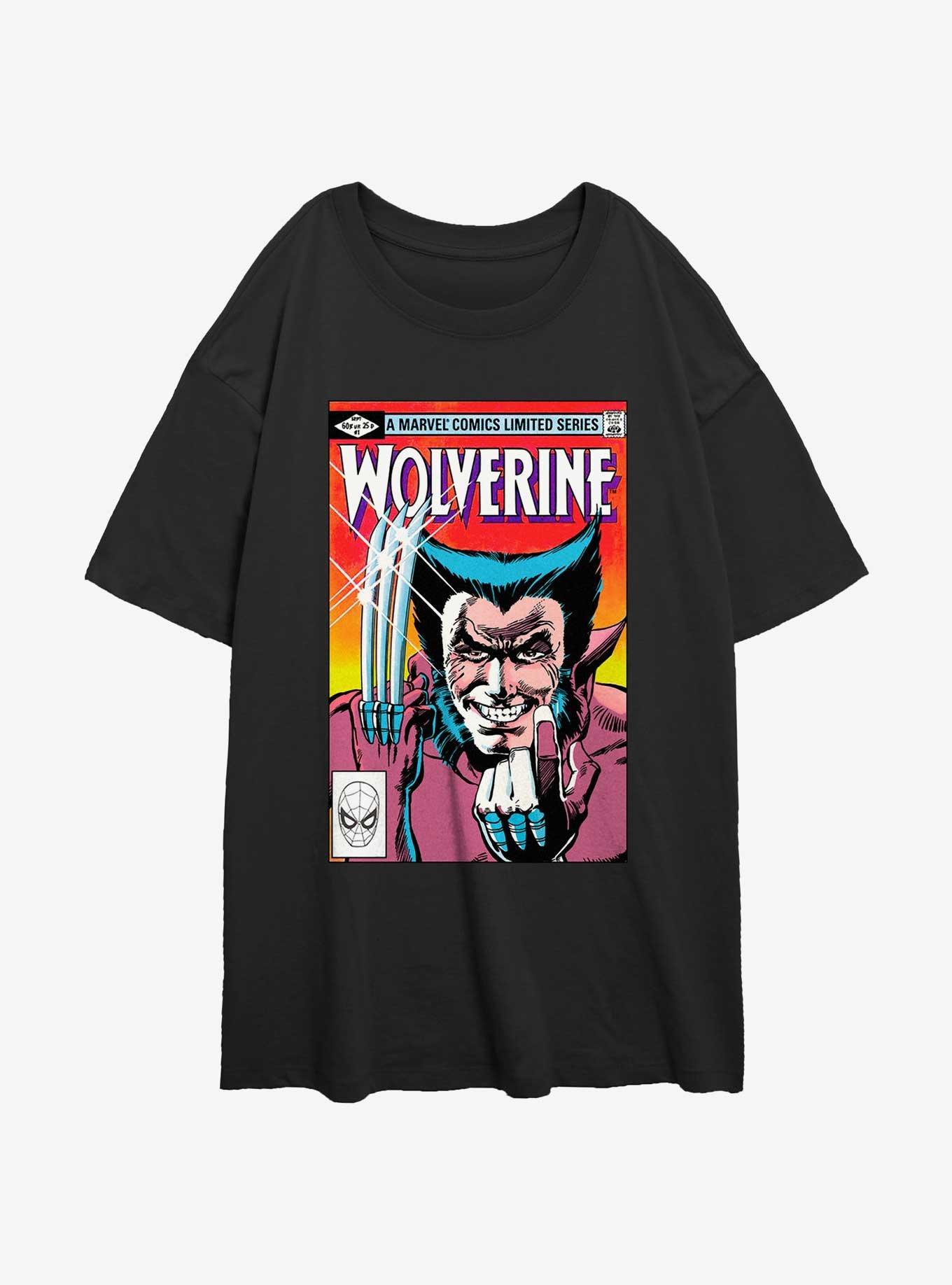 Wolverine Comic Cover Womens Oversized T-Shirt, BLACK, hi-res