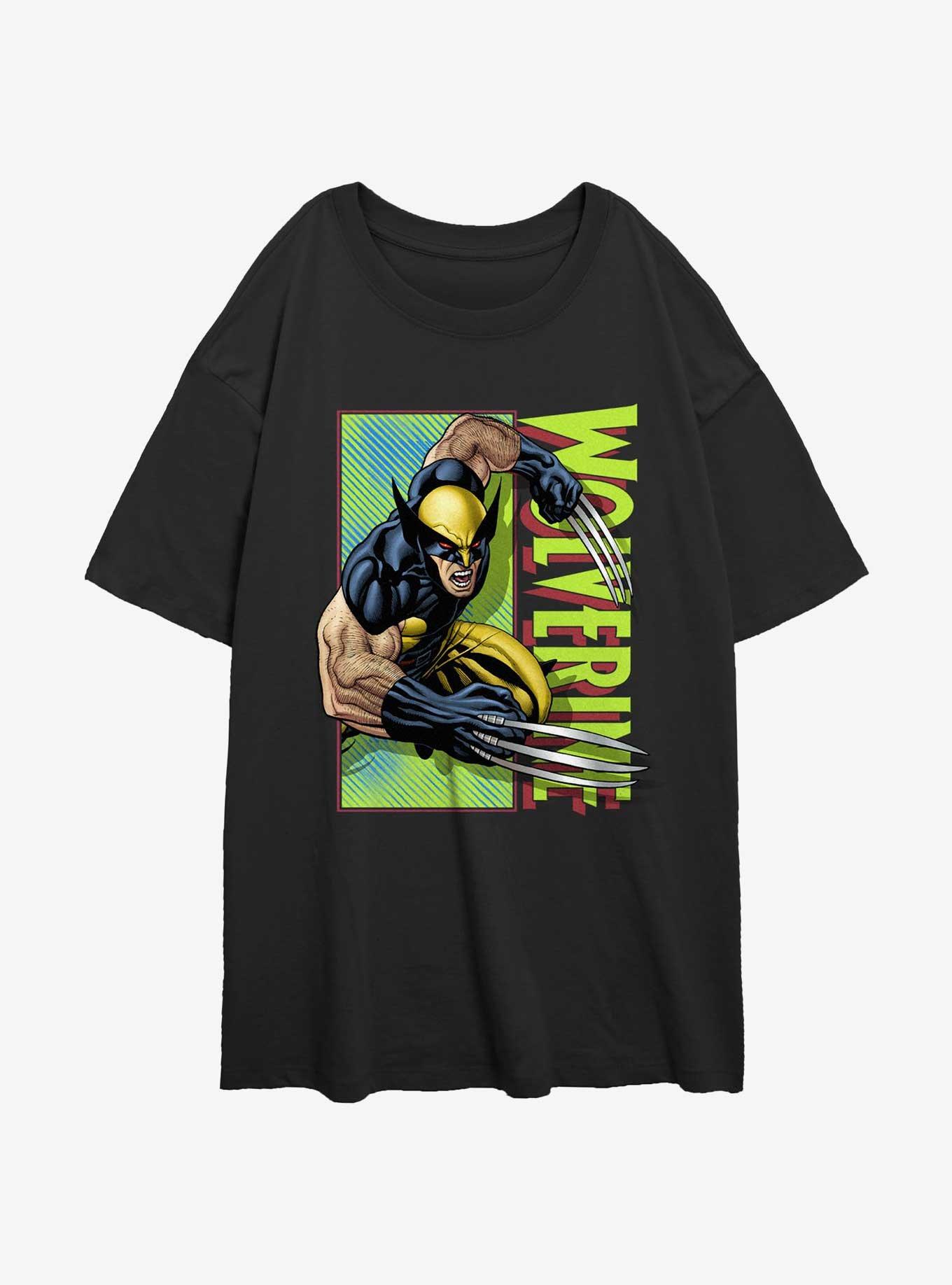 Wolverine Attack Panel Womens Oversized T-Shirt, BLACK, hi-res