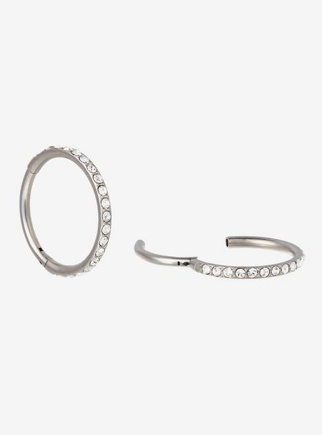 18G Titanium Silver Bling Hinged Clicker | Hot Topic