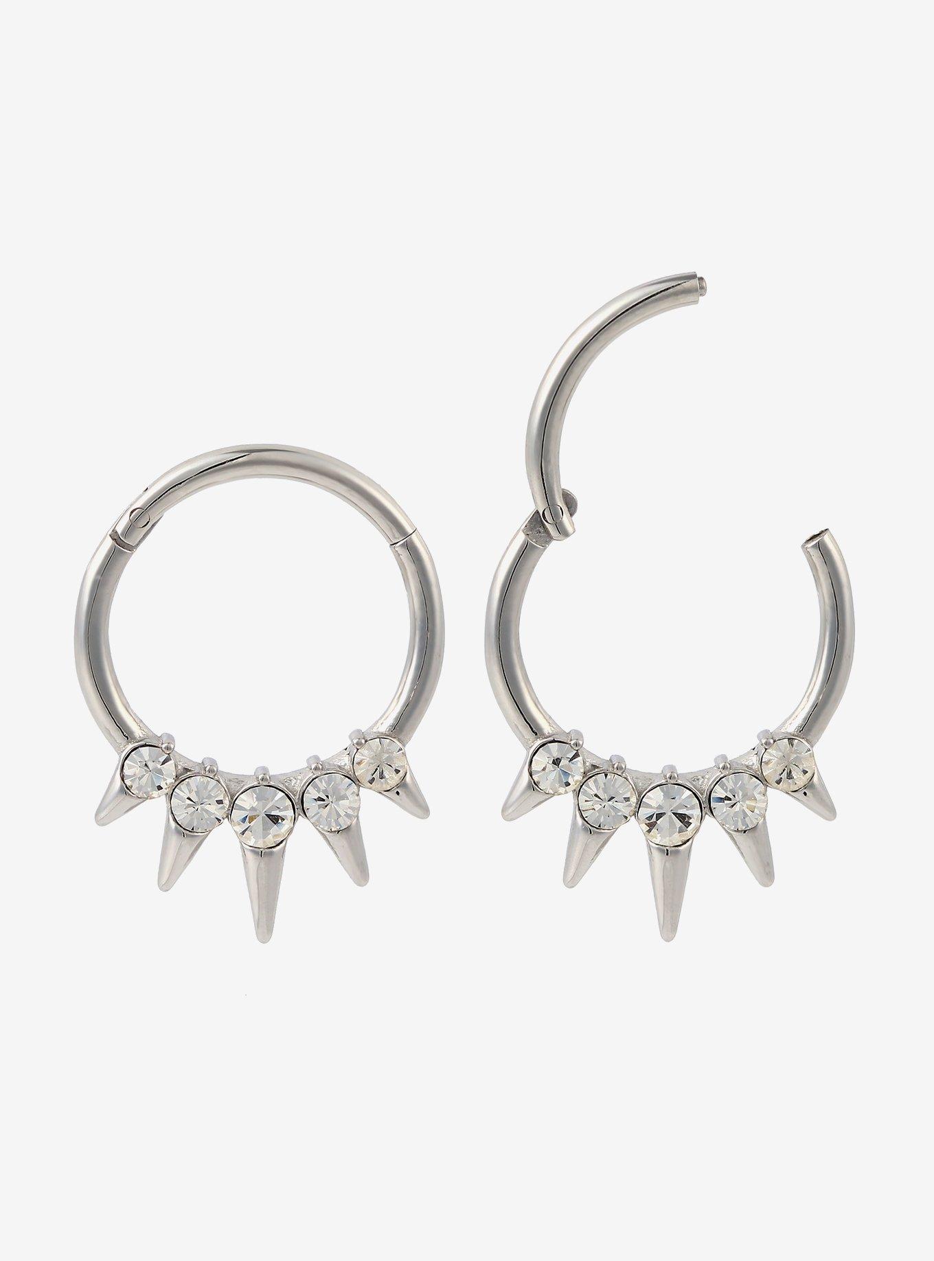 16G Steel Spike Gem Hinged Clicker, MULTI, hi-res