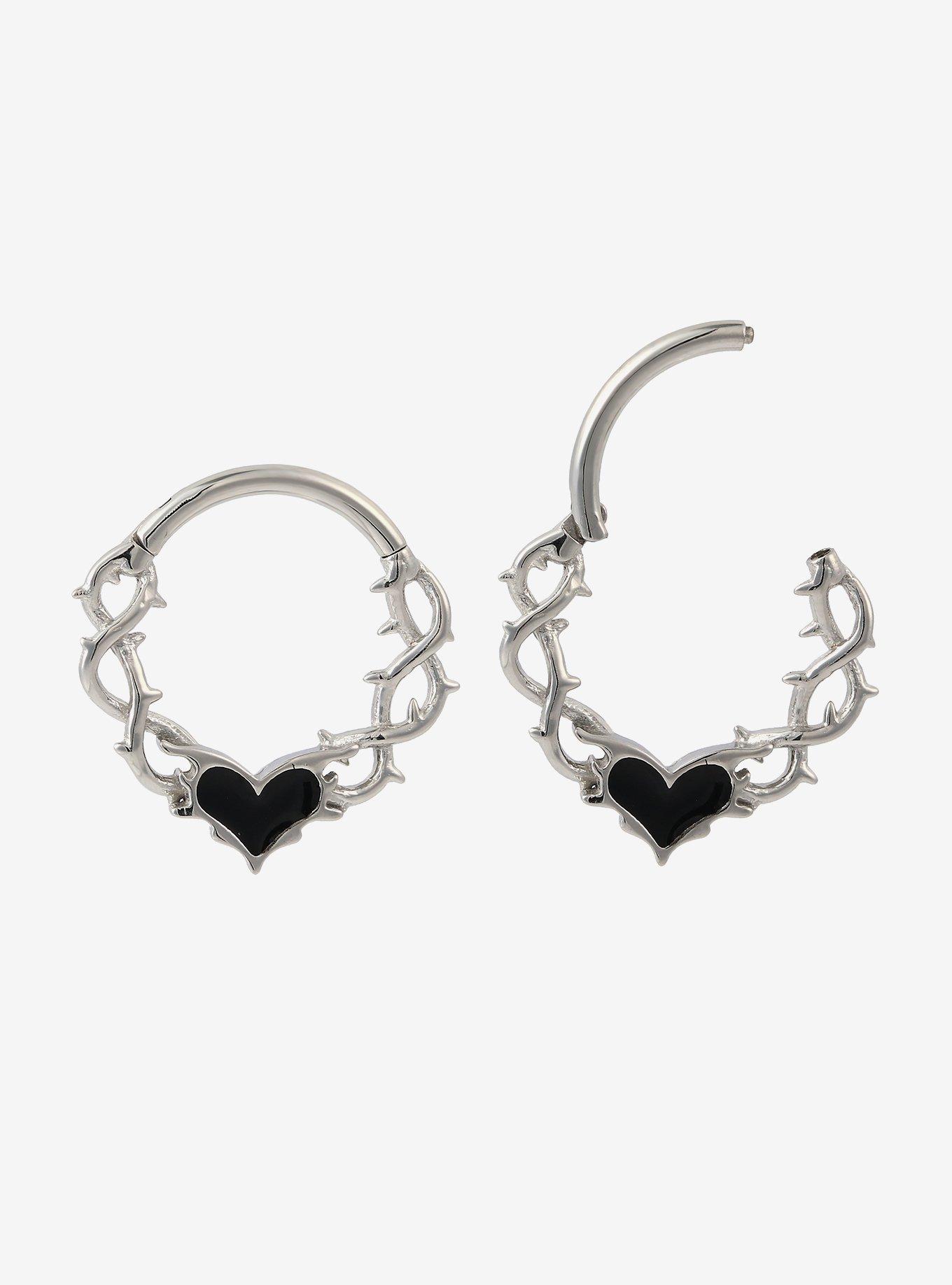 16G Steel Black Heart Vine Hinged Clicker, , hi-res