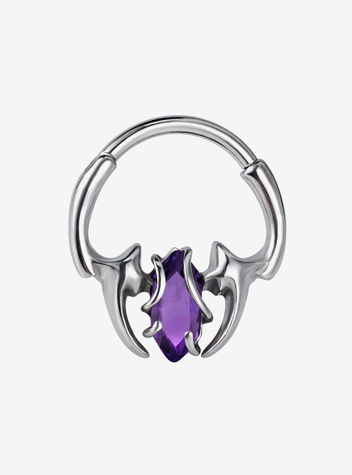 Steel Purple Gem Thorn Hinged Clicker, MULTI, hi-res