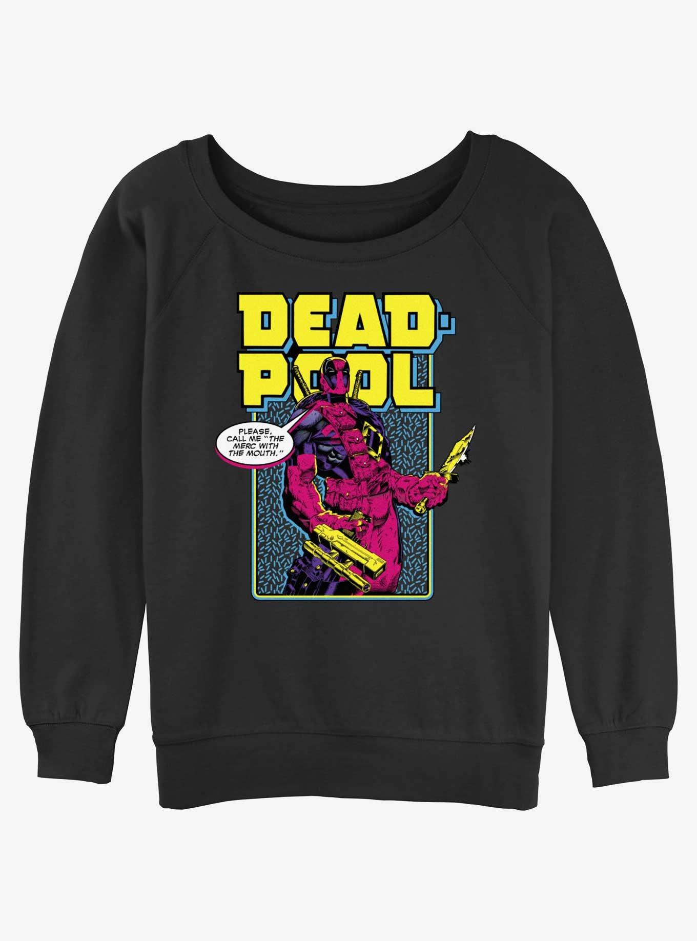 Marvel Deadpool Name Change Girls Slouchy Sweatshirt, BLACK, hi-res