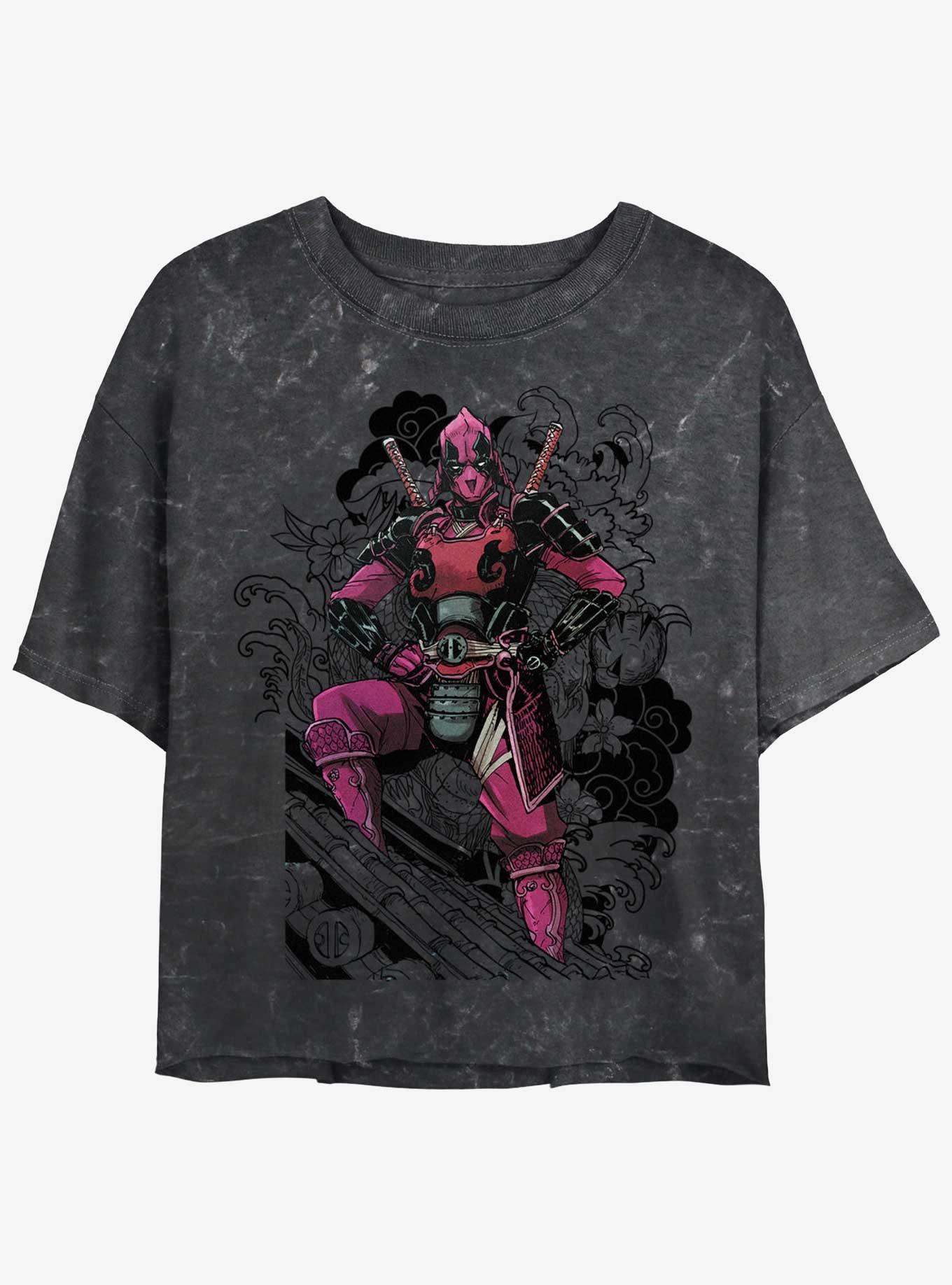 Marvel Deadpool Dragon Ninja Girls Mineral Wash Crop T-Shirt, , hi-res