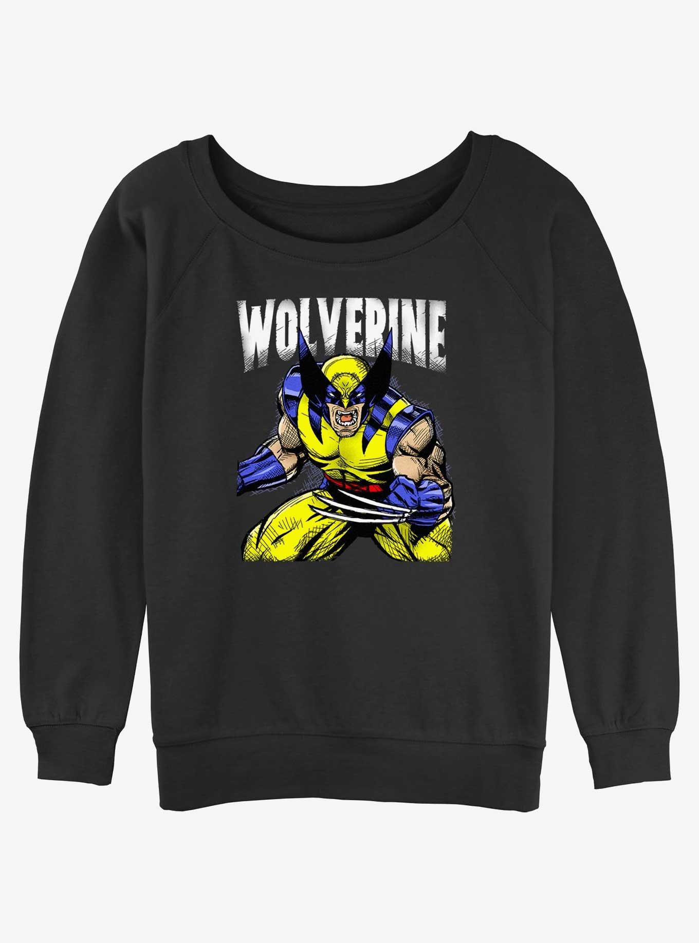 Wolverine Rage On Girls Slouchy Sweatshirt, BLACK, hi-res