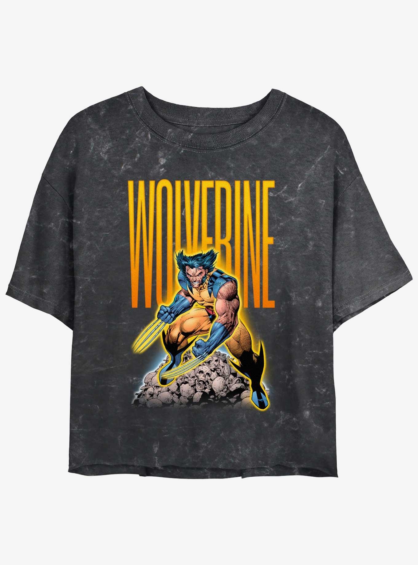 Wolverine Skull Pile Girls Mineral Wash Crop T-Shirt, , hi-res