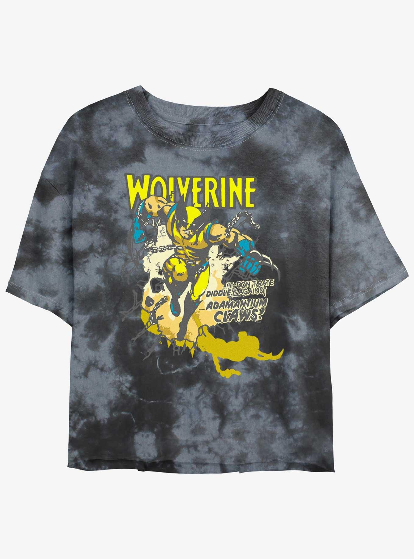 Wolverine Adamantium Time Girls Tie-Dye Crop T-Shirt, BLKCHAR, hi-res