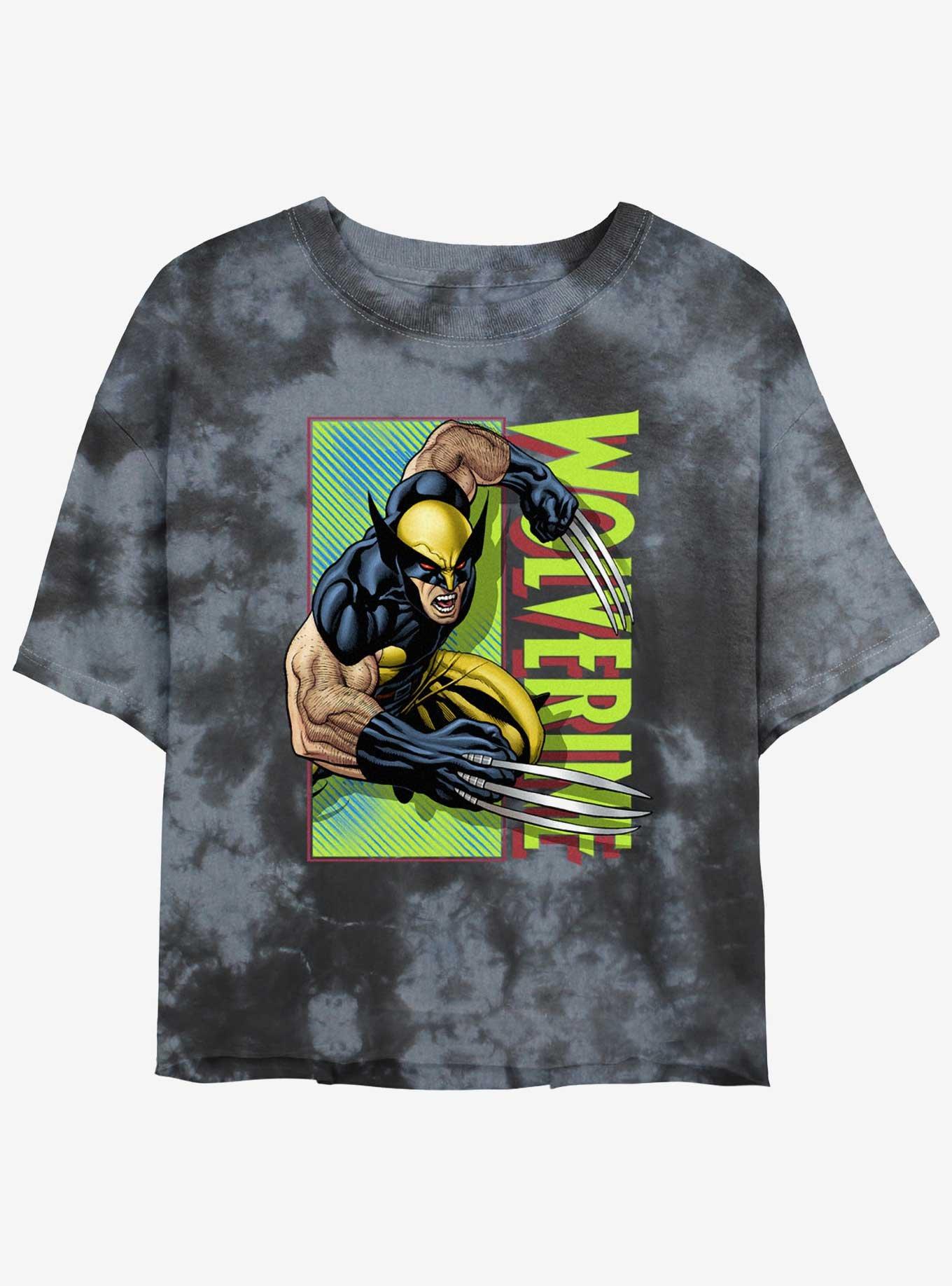 Wolverine Attack Panel Girls Tie-Dye Crop T-Shirt, BLKCHAR, hi-res