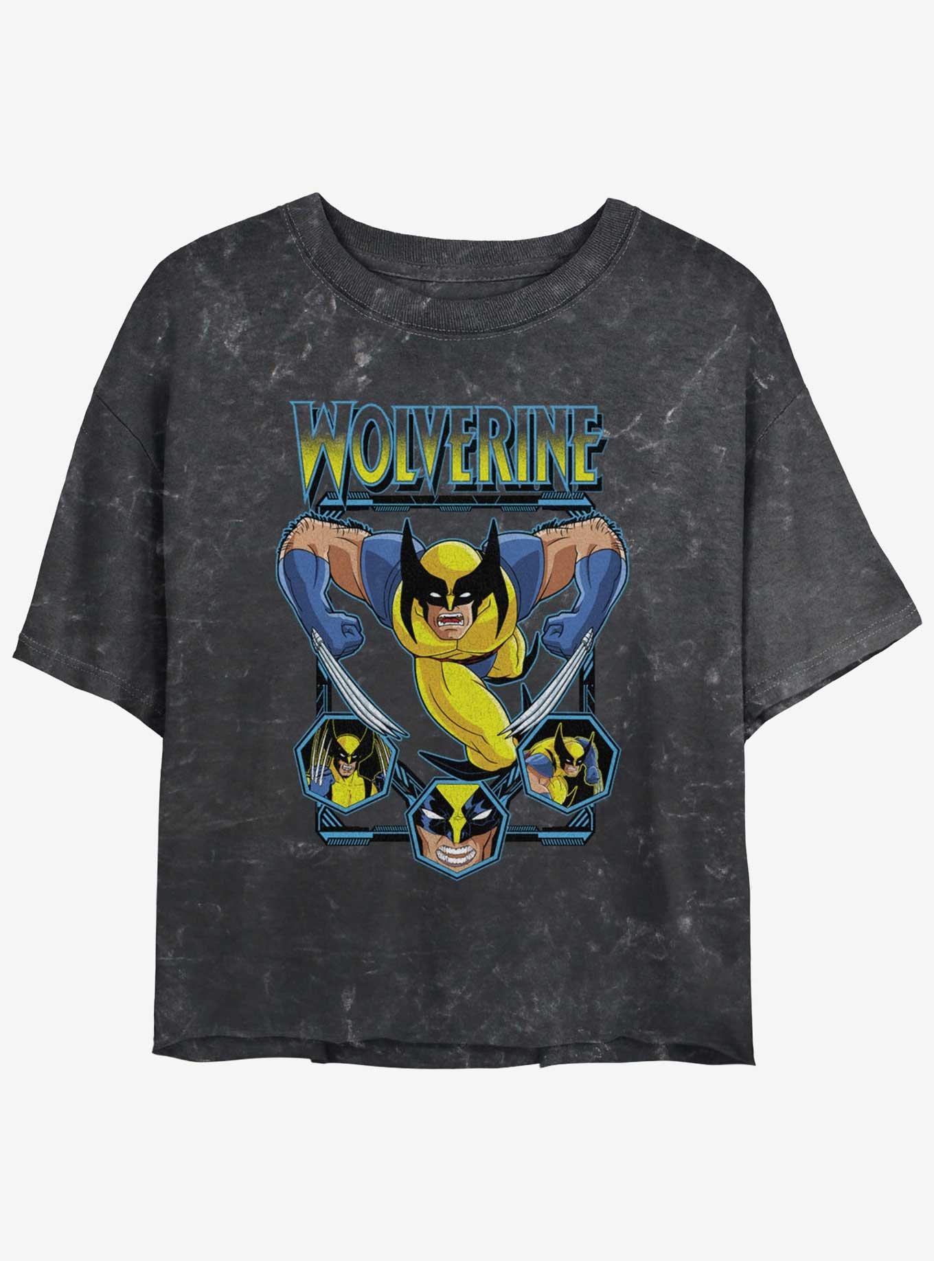 Wolverine Animated Attack Girls Mineral Wash Crop T-Shirt, , hi-res