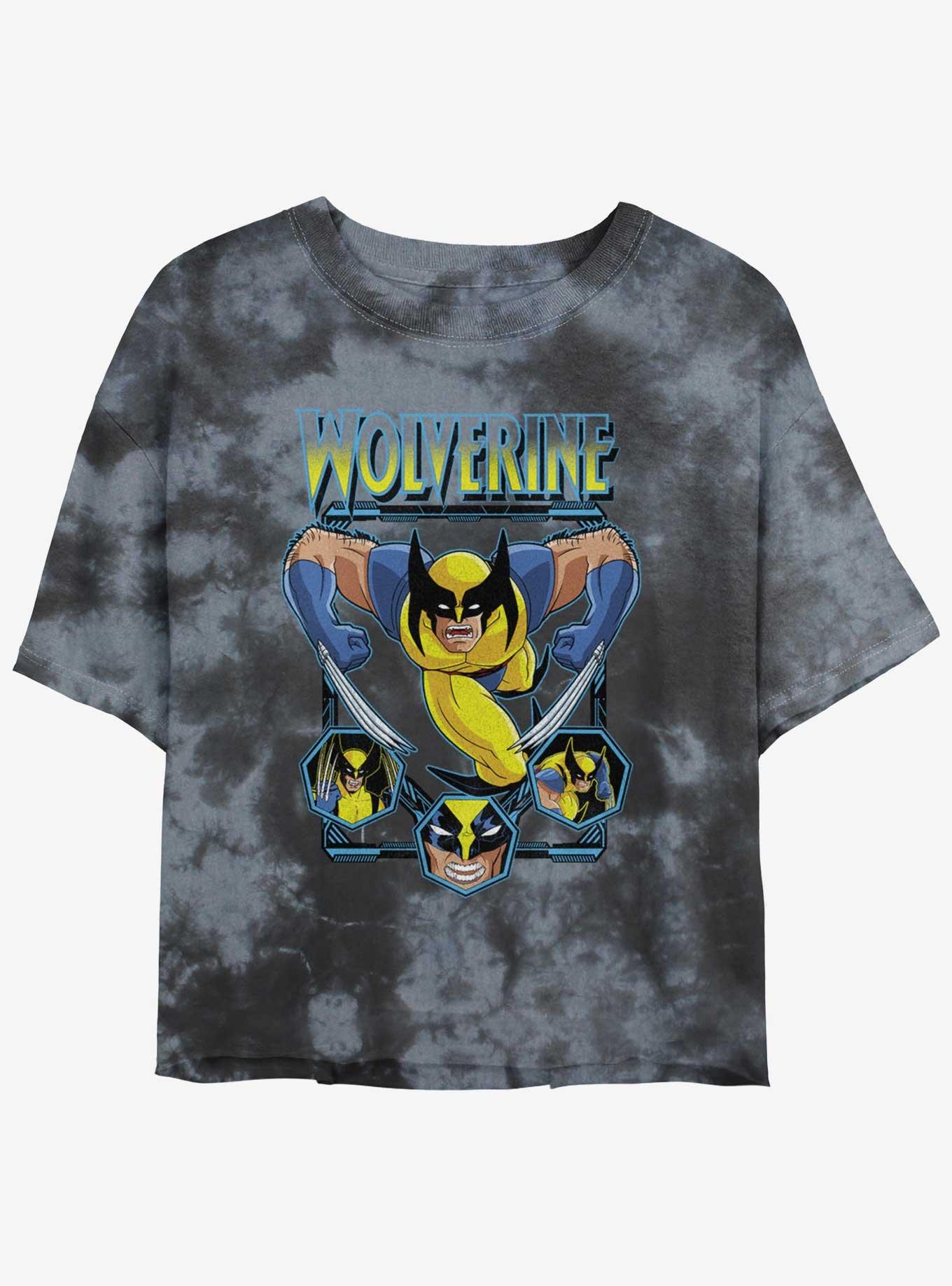 Wolverine Animated Attack Girls Tie-Dye Crop T-Shirt, , hi-res