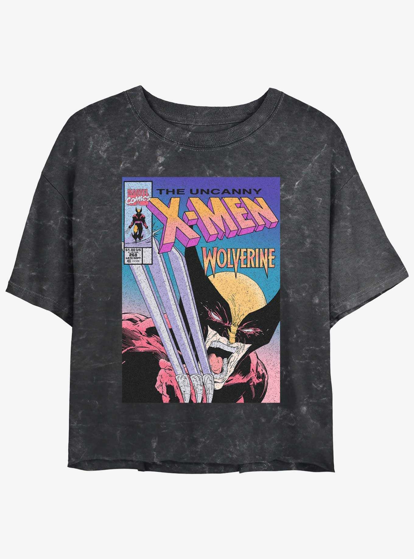 Wolverine The Uncanny X-Men Comic Cover Girls Mineral Wash Crop T-Shirt, , hi-res