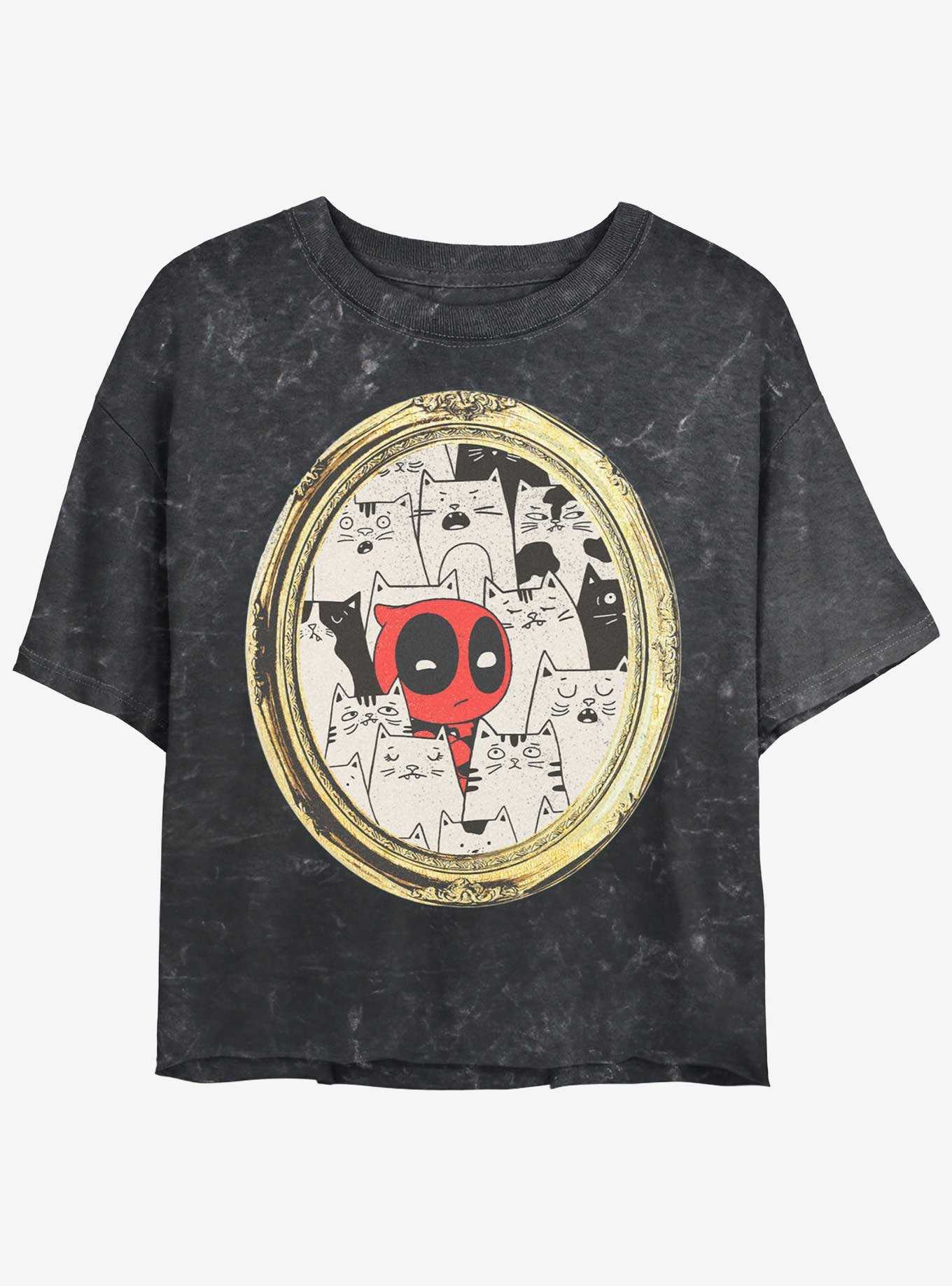 Marvel Deadpool Cats Rule Everything Around Me Portrait Girls Mineral Wash Crop T-Shirt, , hi-res
