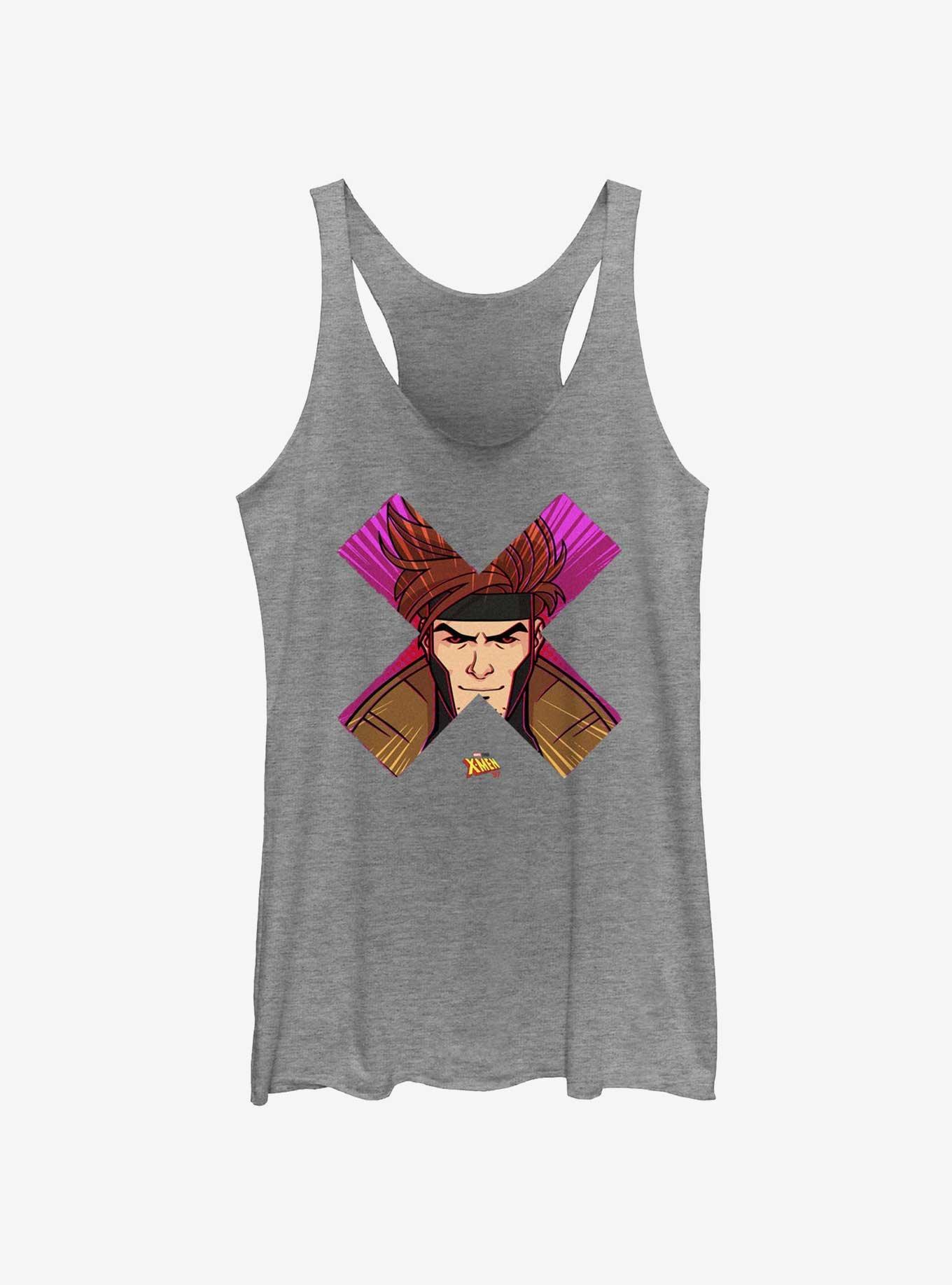 Marvel X-Men '97 Gambit Face Girls Tank, GRAY HTR, hi-res