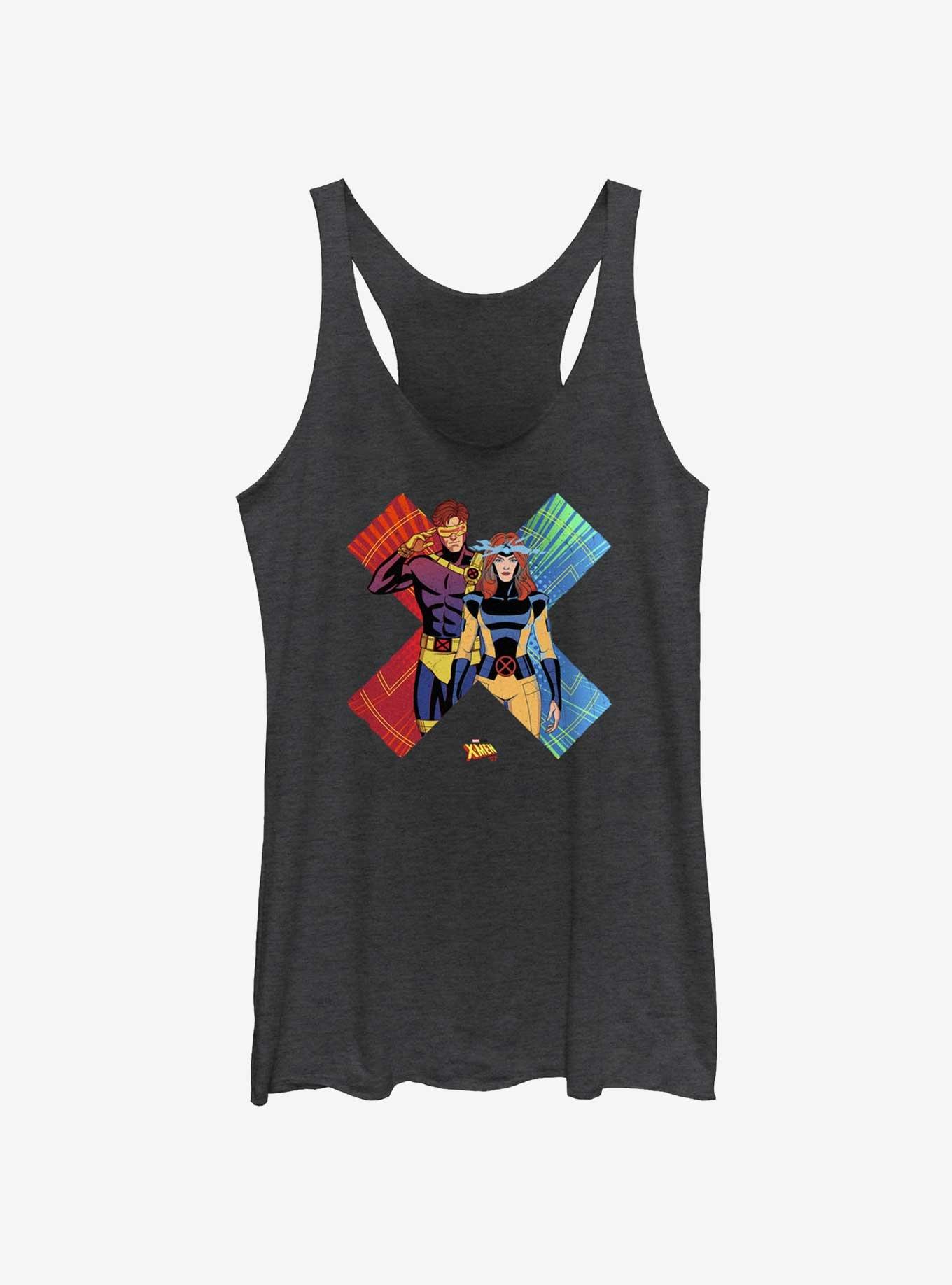 Marvel X-Men '97 Cyclops And Jean Grey Girls Tank, BLK HTR, hi-res