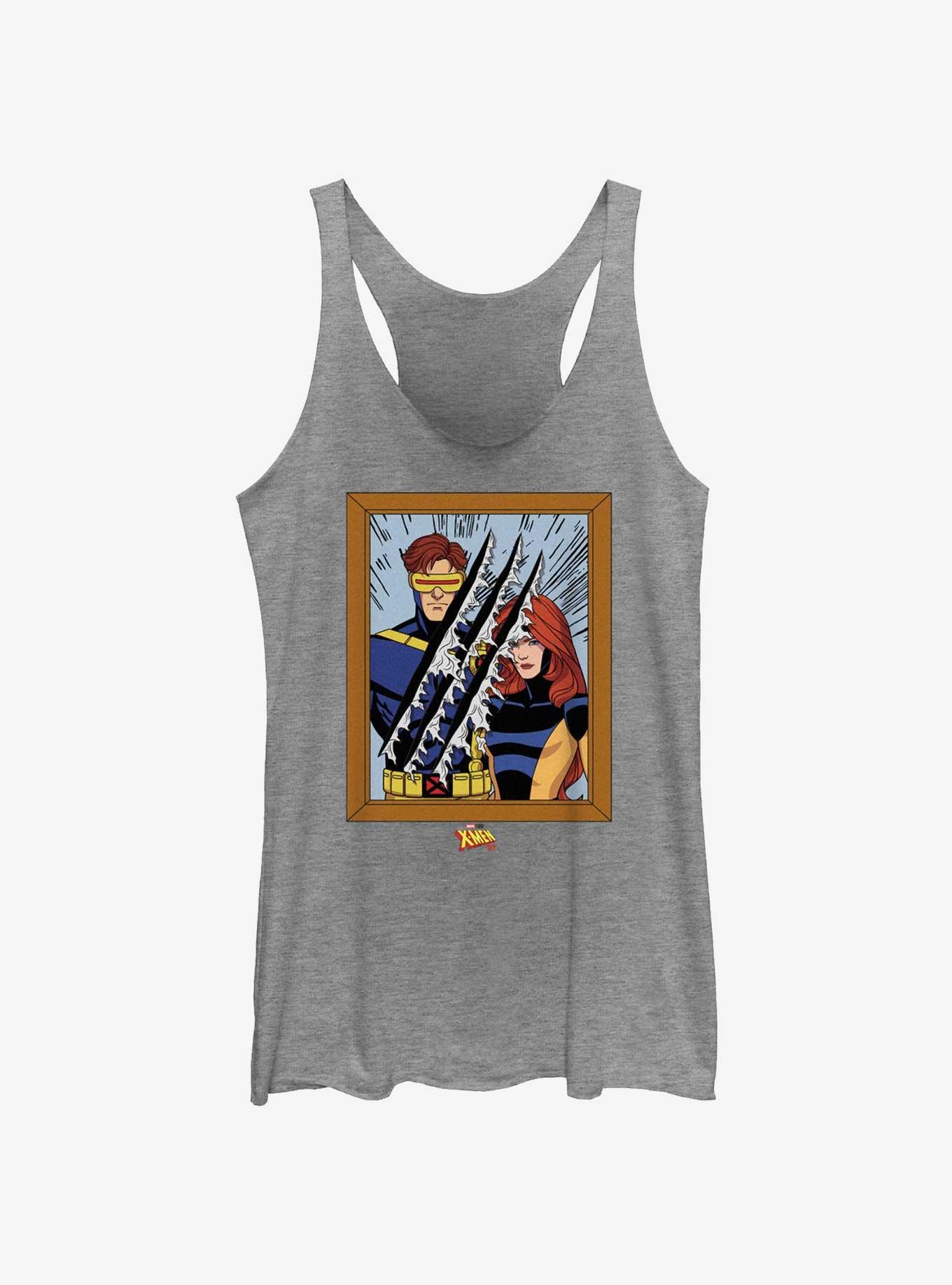 Marvel X-Men '97 Cyclops And Jean Portrait Girls Tank, GRAY HTR, hi-res