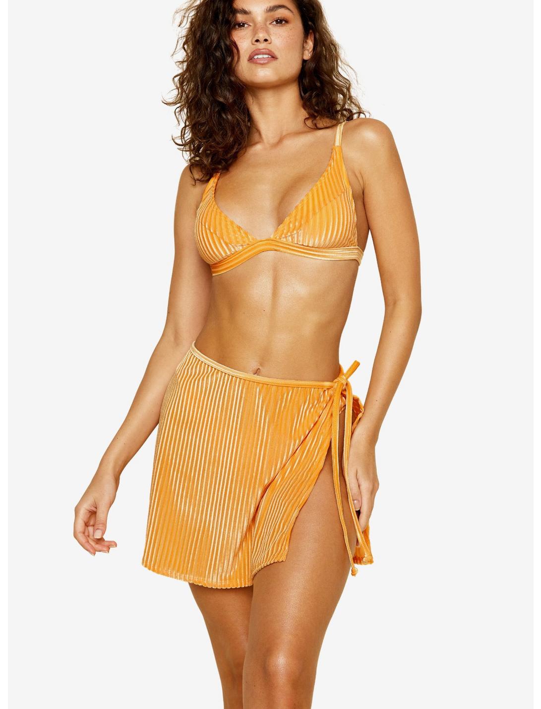 Dippin' Daisy's Aglow Adjustable Side Tie Swim Cover-Up Skirt Golden Hour, ORANGE, hi-res