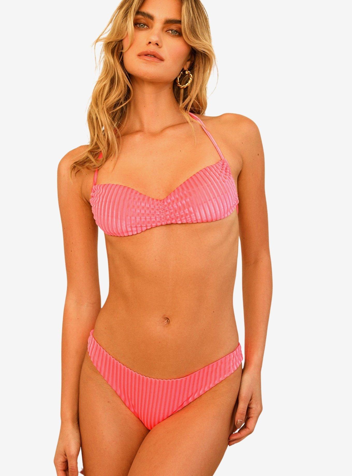 Dippin' Daisy's Christina Tie Bandeau Swim Top Neon Pink, NEON PINK, hi-res