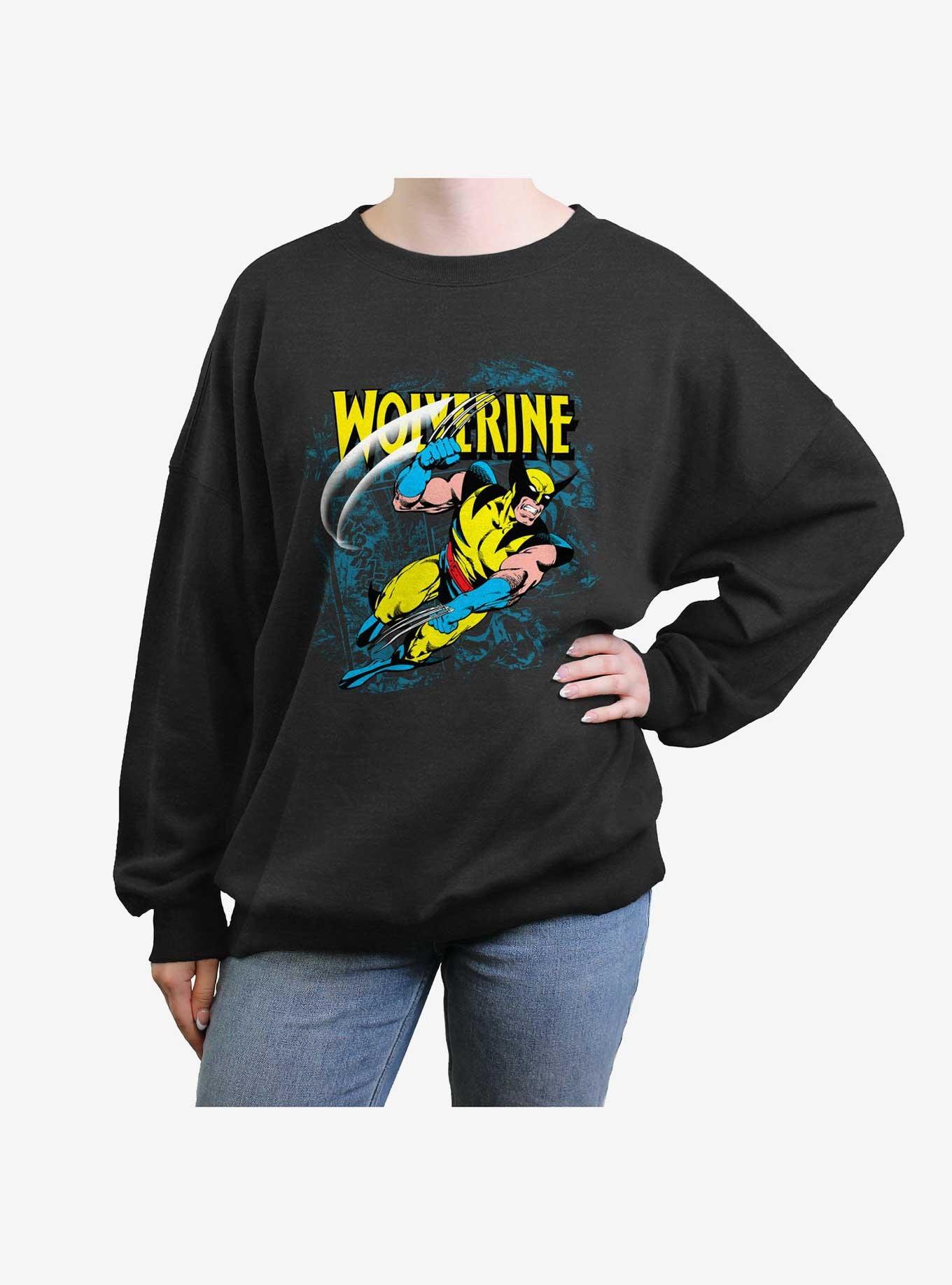 Wolverine Wolf Slash Girls Oversized Sweatshirt, CHAR HTR, hi-res