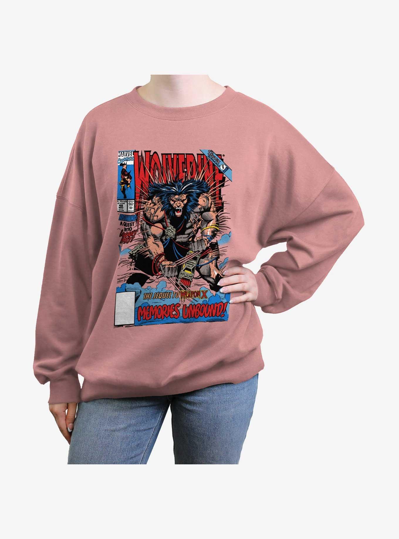 Wolverine Wolvey 48 Comic Cover Girls Oversized Sweatshirt, DESERTPNK, hi-res