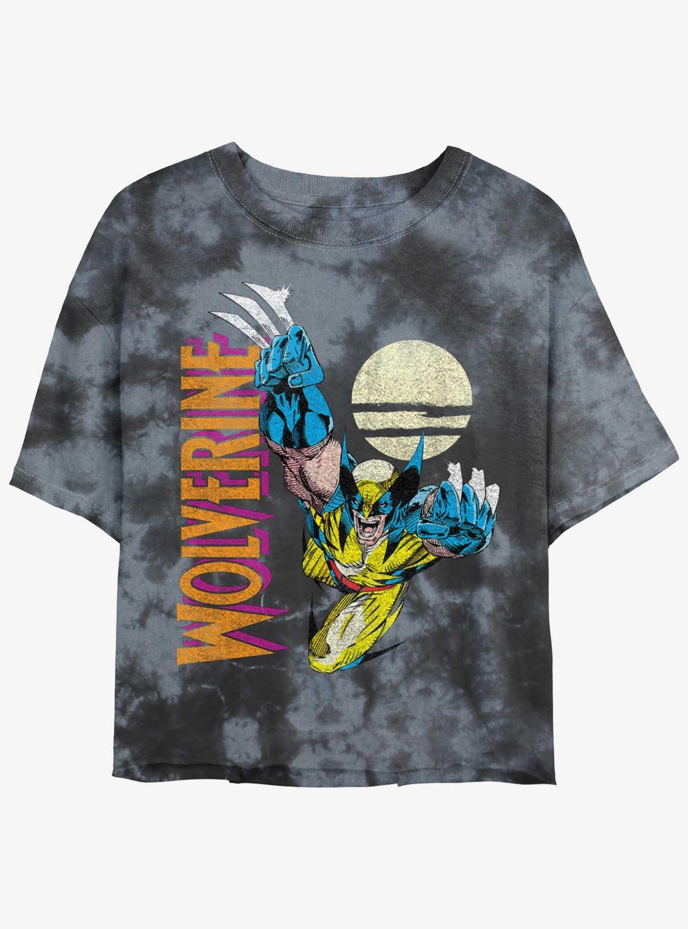 Wolverine Pounce At Night Womens Tie-Dye Crop T-Shirt, , hi-res