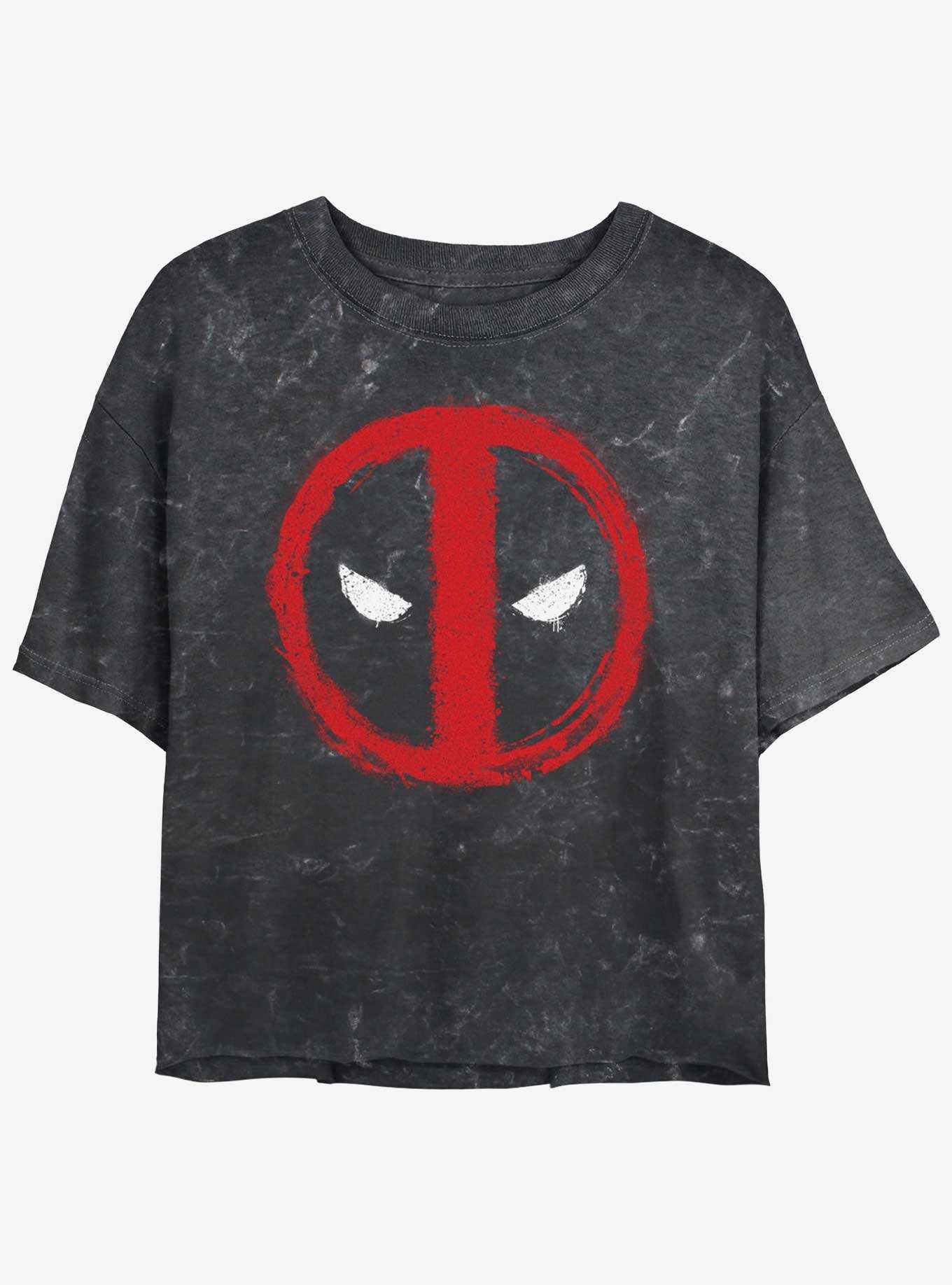 Marvel Deadpool Chalk Evil Eye Womens Mineral Wash Crop T-Shirt, , hi-res