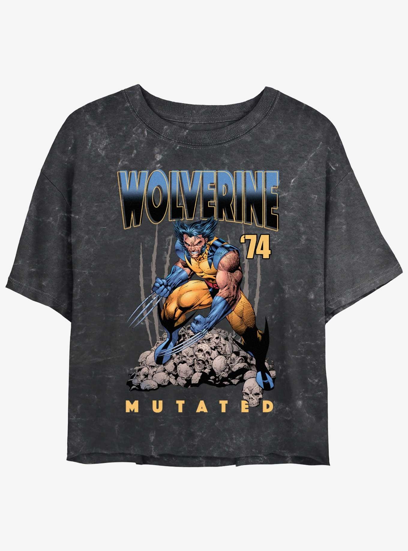 Wolverine Mutated Womens Mineral Wash Crop T-Shirt, BLACK, hi-res