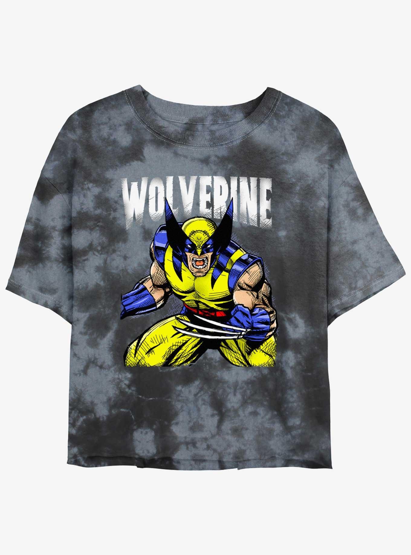 Wolverine Rage On Womens Tie-Dye Crop T-Shirt, BLKCHAR, hi-res