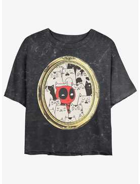 Marvel Deadpool Cats Rule Everything Around Me Portrait Womens Mineral Wash Crop T-Shirt, , hi-res