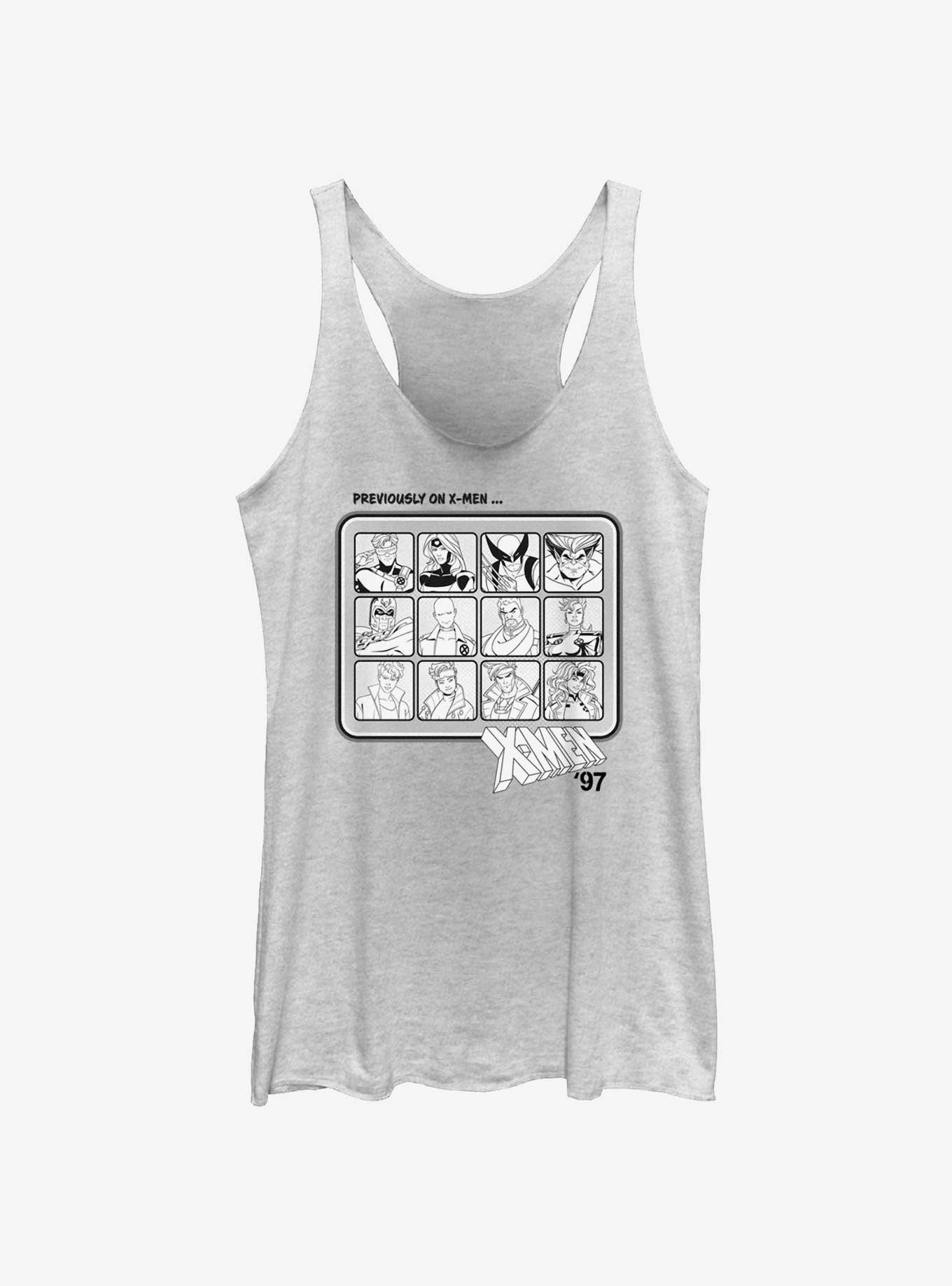 Marvel X-Men '97 Previously On Womens Tank Top, WHITE HTR, hi-res