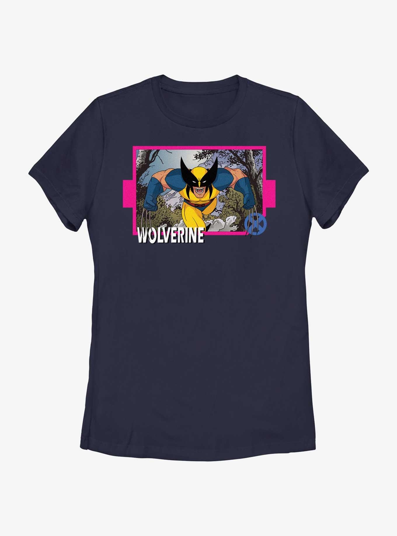 Marvel X-Men '97 Wolverine Card Womens T-Shirt, NAVY, hi-res