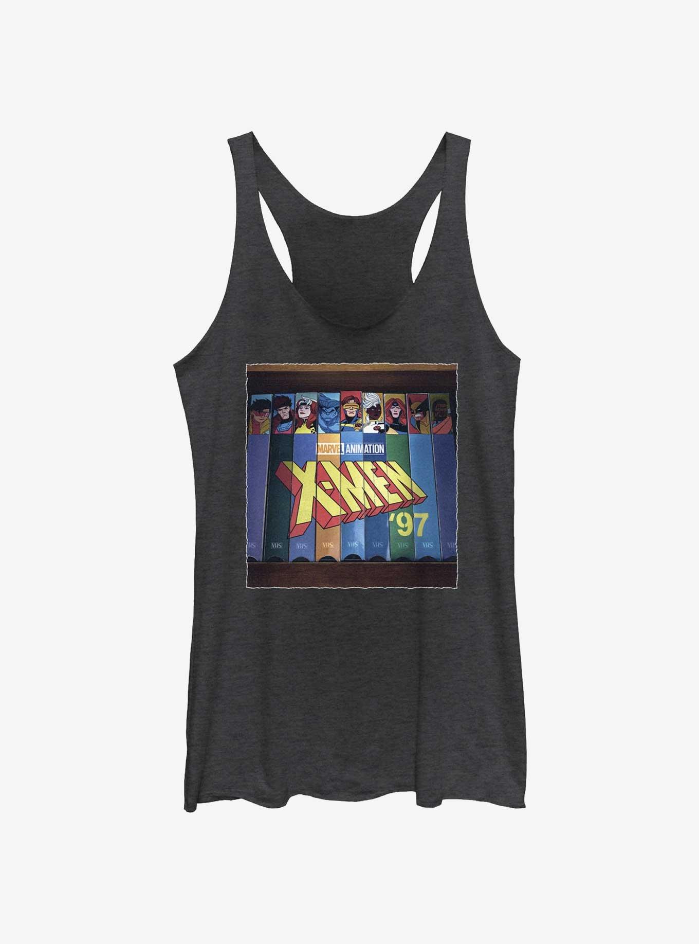 Marvel X-Men '97 VHS Collection Womens Tank Top, BLK HTR, hi-res