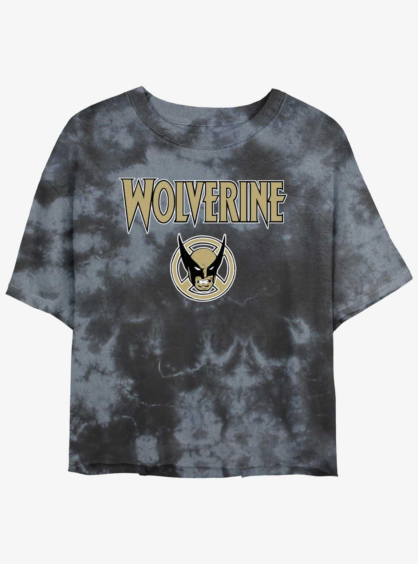 Wolverine Logan Icon Womens Tie-Dye Crop T-Shirt, BLKCHAR, hi-res
