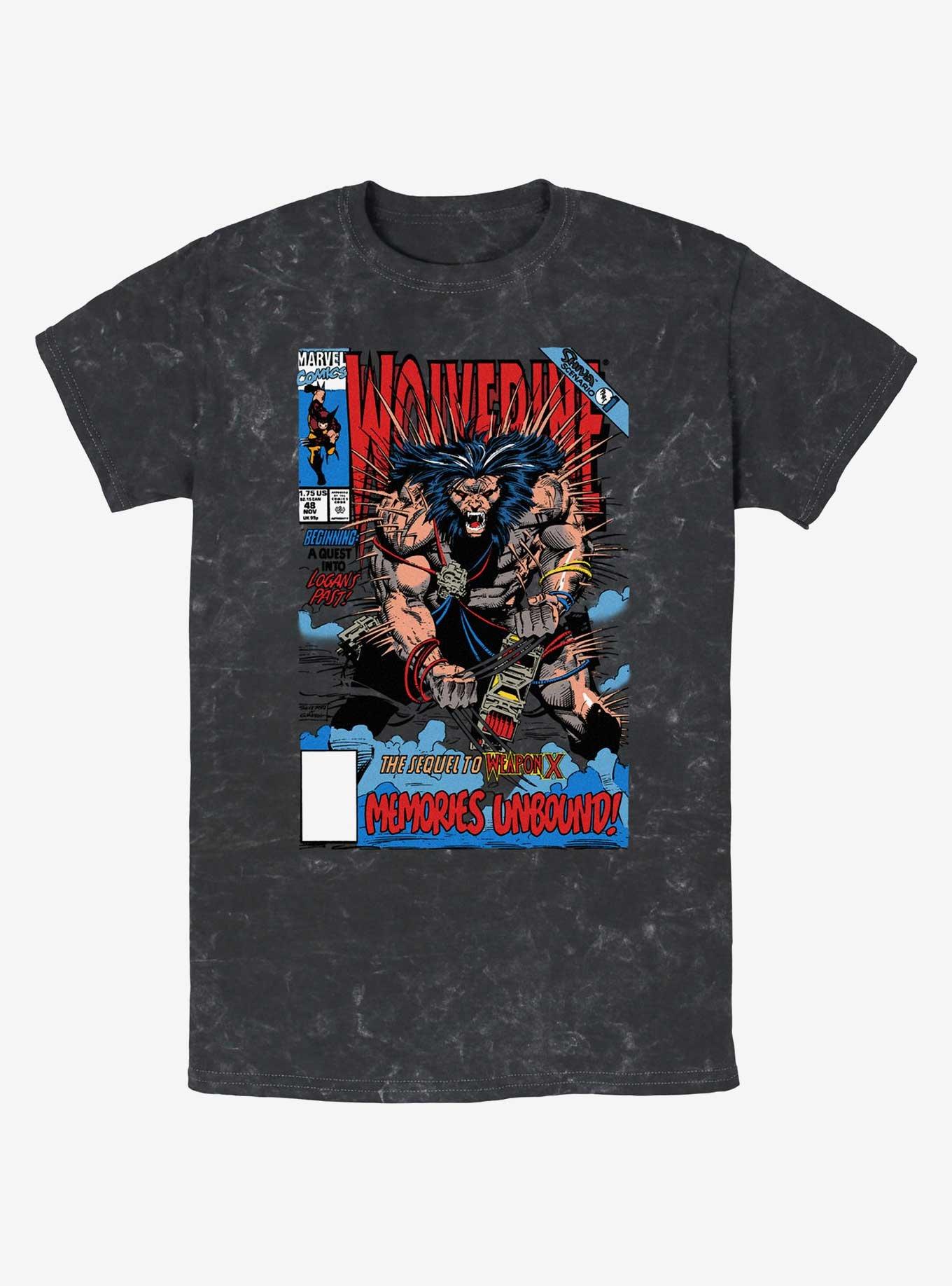 Wolverine Wolvey 48 Comic Cover Mineral Wash T-Shirt, BLACK, hi-res