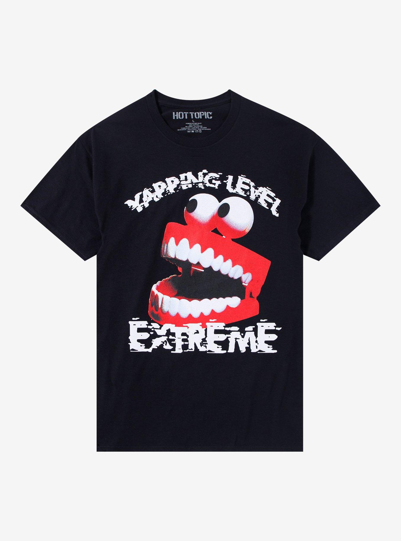 Yapping Level Extreme Chatter Teeth T-Shirt, BLACK, hi-res