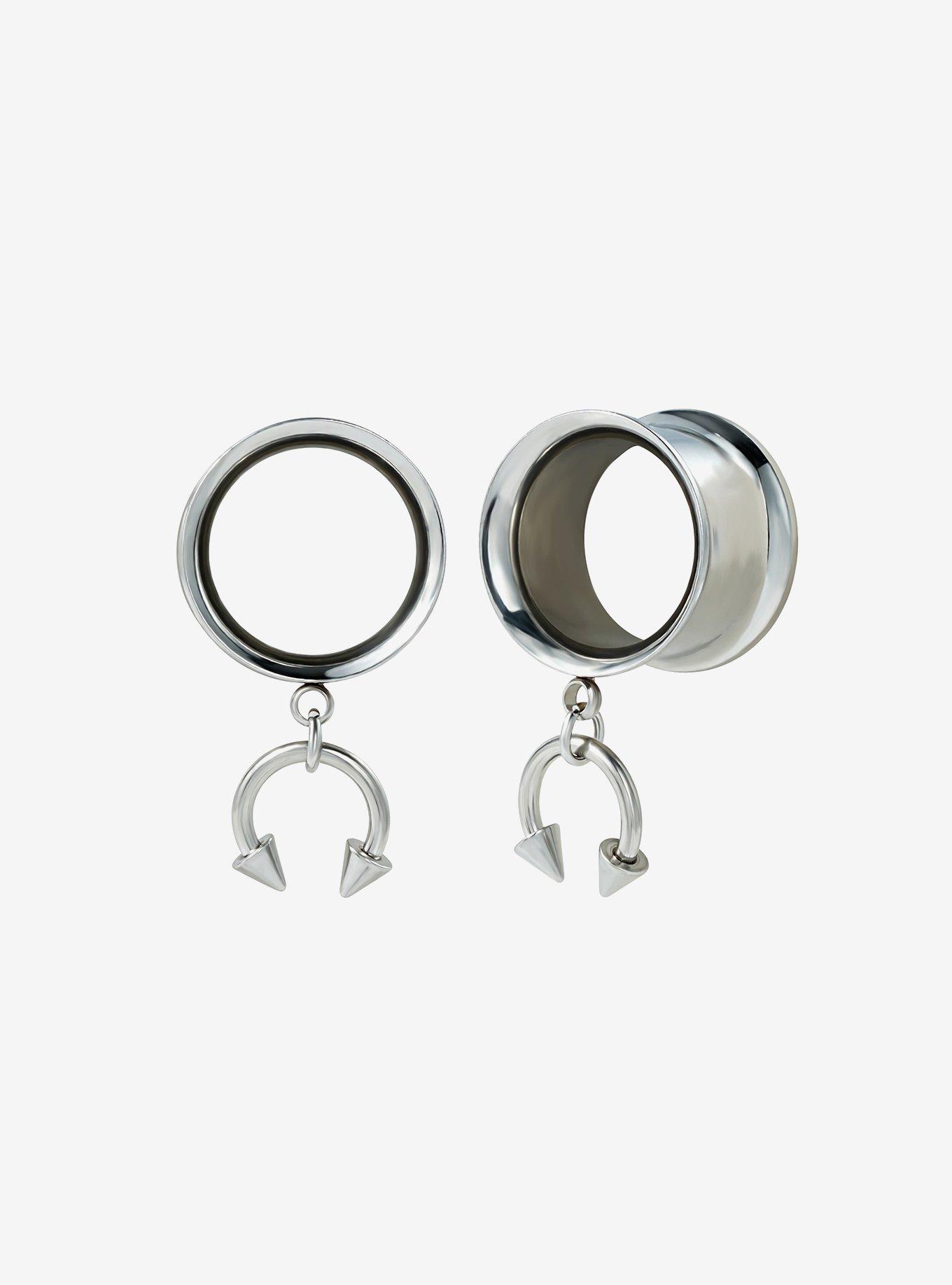 Steel Silver Circular Barbell Charm Plug 2 Pack, , hi-res