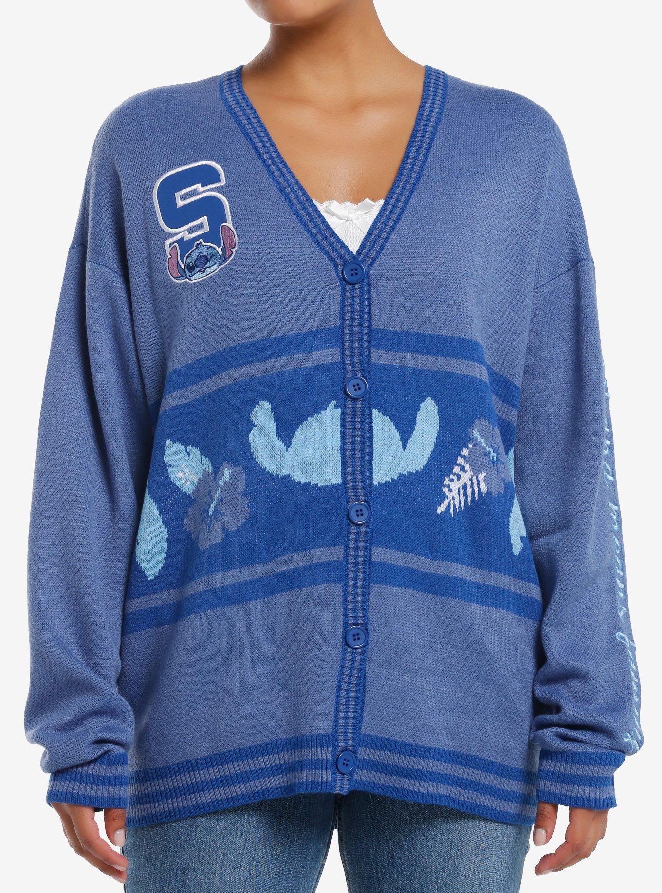 Disney Stitch Tropical Flowers Varsity Cardigan, , hi-res