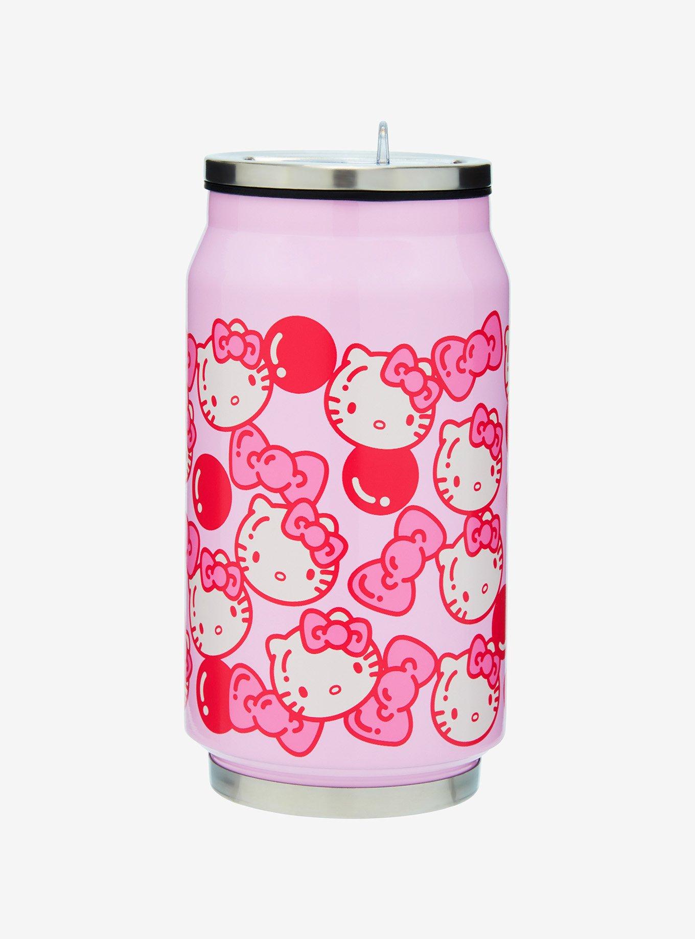 Hello Kitty Pink Bows & Boba Soda Can Water Bottle, , hi-res