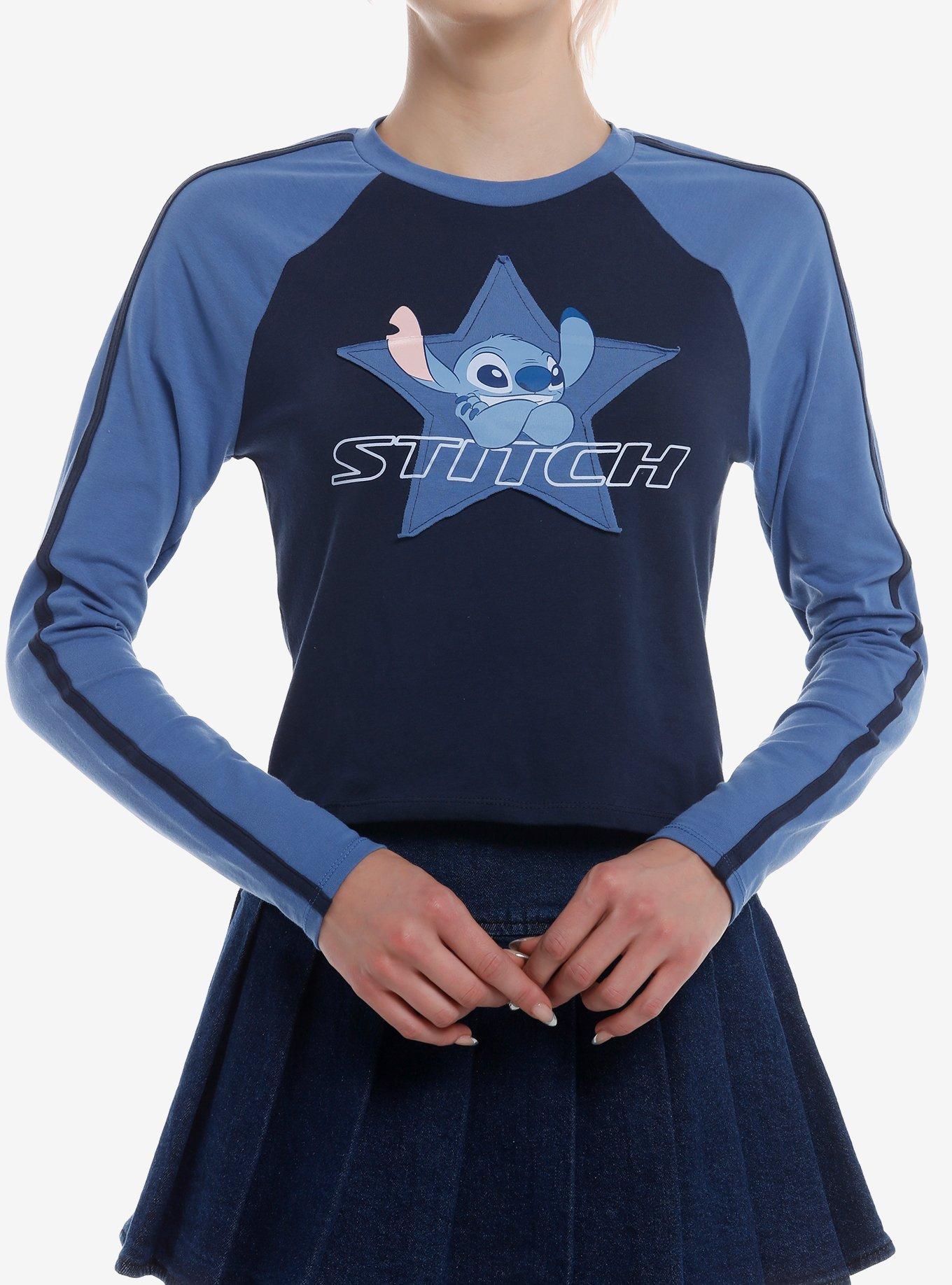 Disney Stitch Star Patch Girls Long-Sleeve Raglan T-Shirt, , hi-res