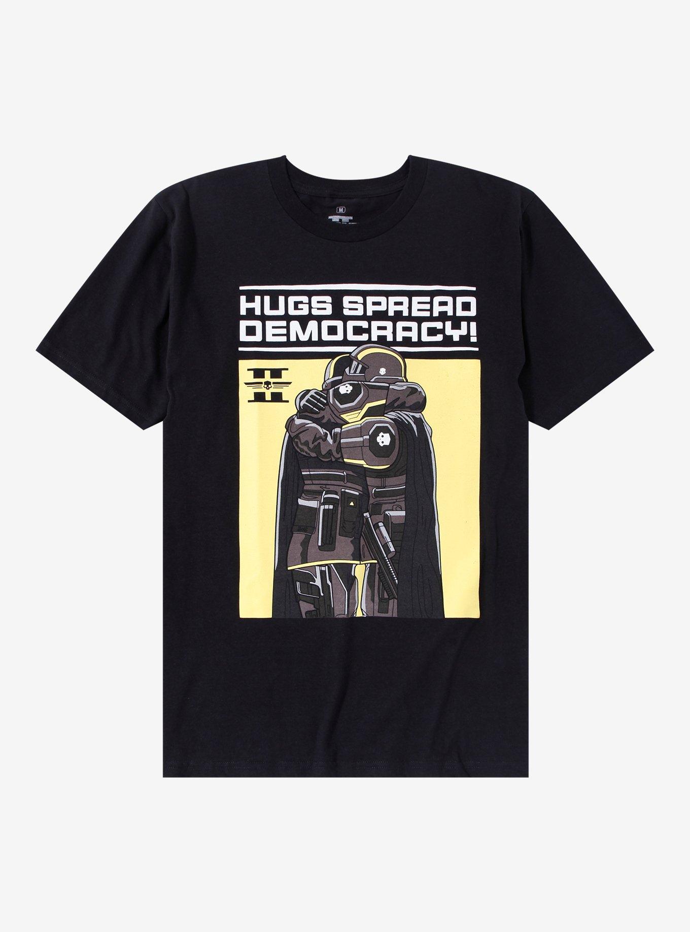 Helldivers 2 Hugs Spread Democracy T-Shirt, BLACK, hi-res