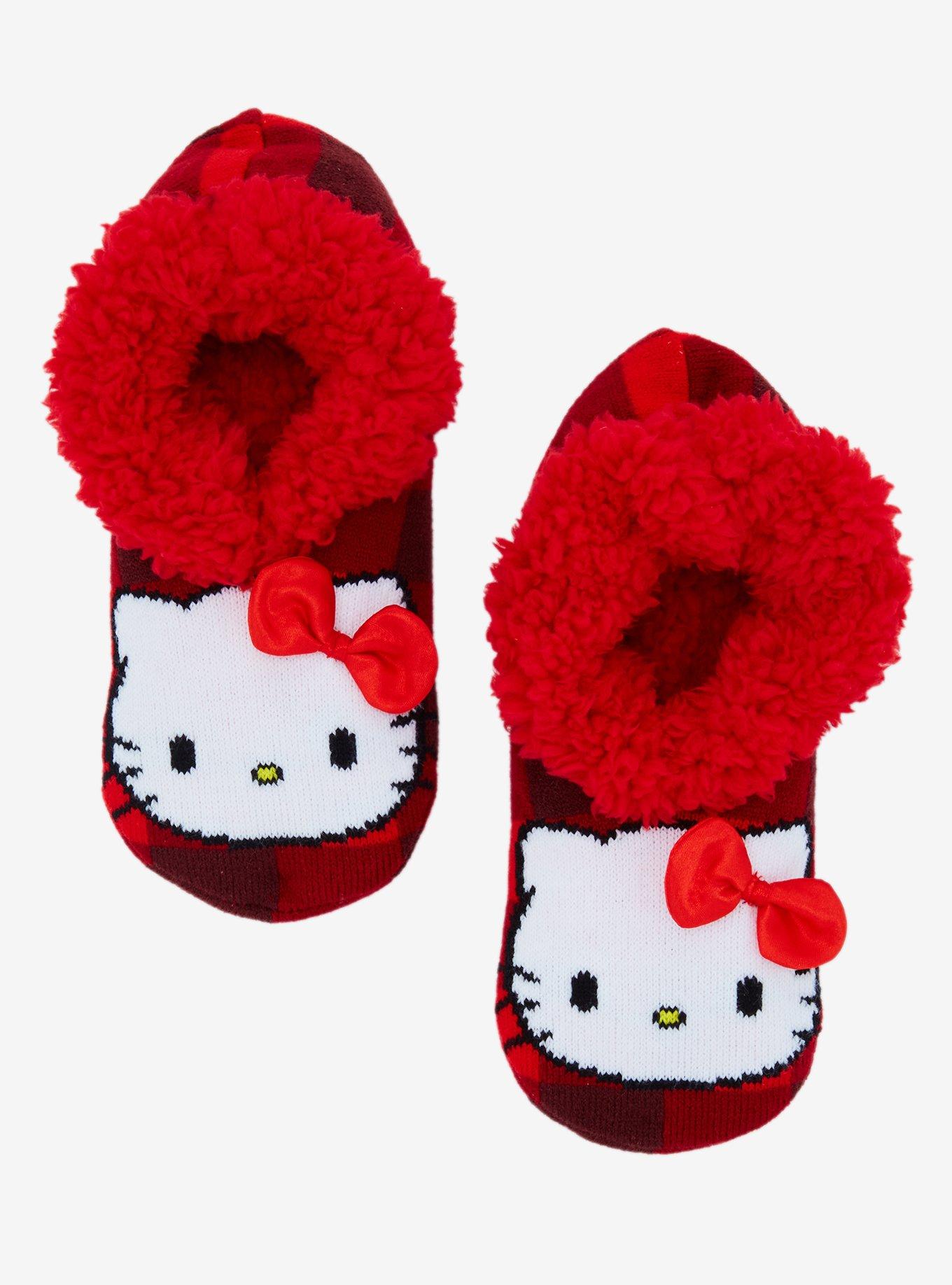 Sanrio Hello Kitty Plaid Allover Print Slipper Socks - BoxLunch Exclusive, , hi-res